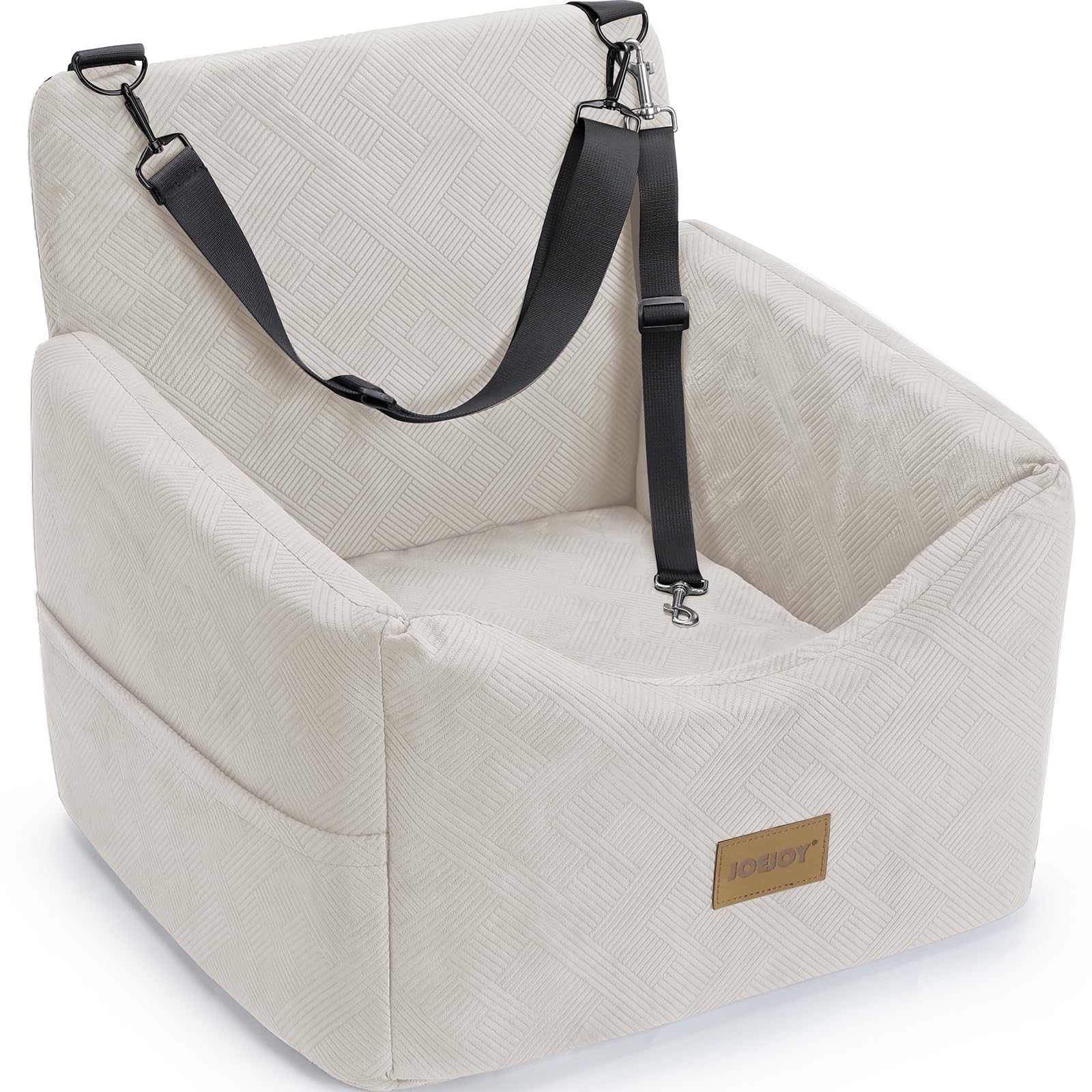 JOEJOY Dog Car Seats for Small Medium Dogs Under 35lbs, Dog Booster Seat with Detachable Washable Cover and Cushion, Memory Foam Pet Car Seat with Safety Belt and Storage Pockets (BGE) — image 1