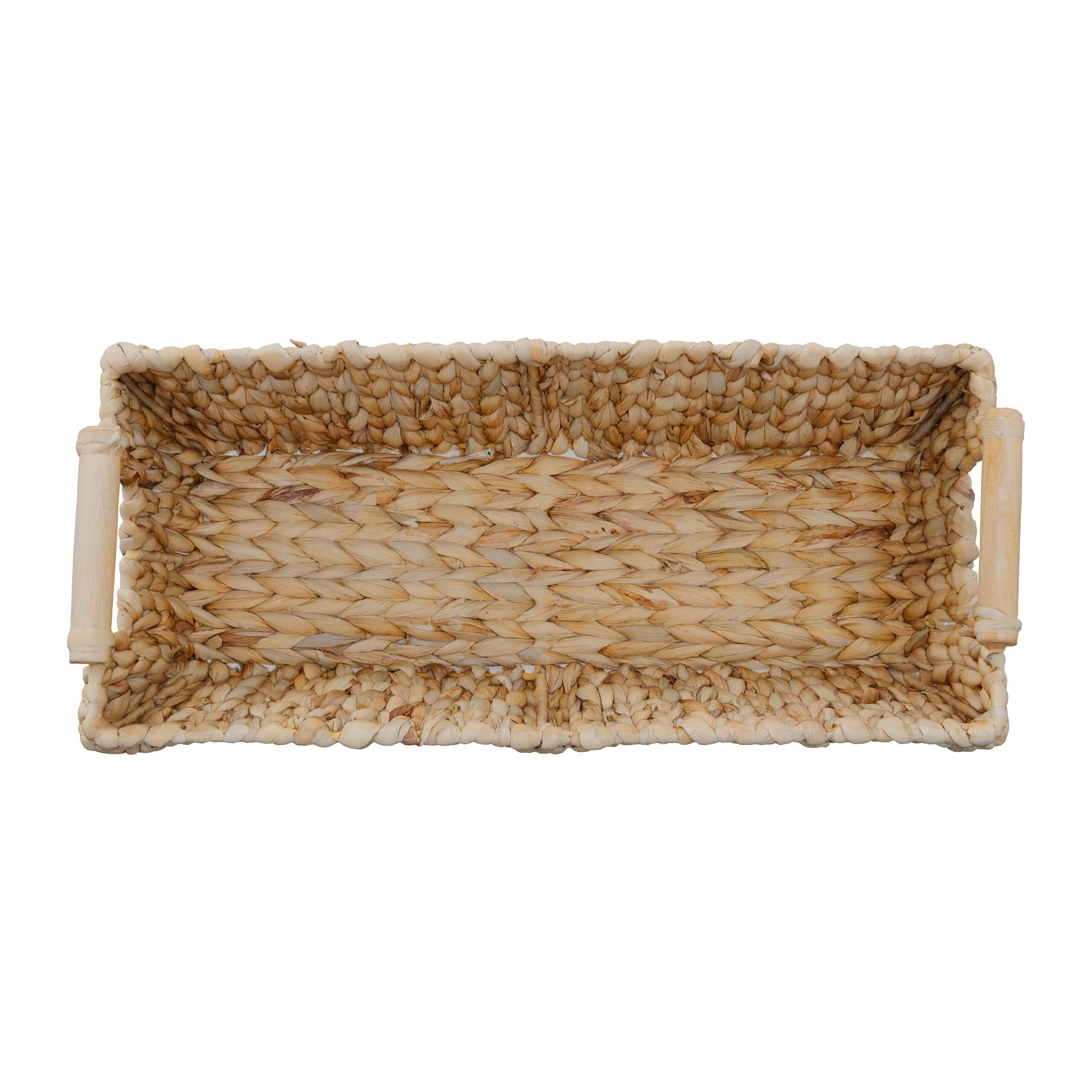 Relaxdays Cestino Portaoggetti in Giacinto d'Acqua Intrecciato, Cesto da Bagno e Armadio, Aspetto Vimini, Naturale, Fibra vegetale, 13,5 x 43 x 19 cm