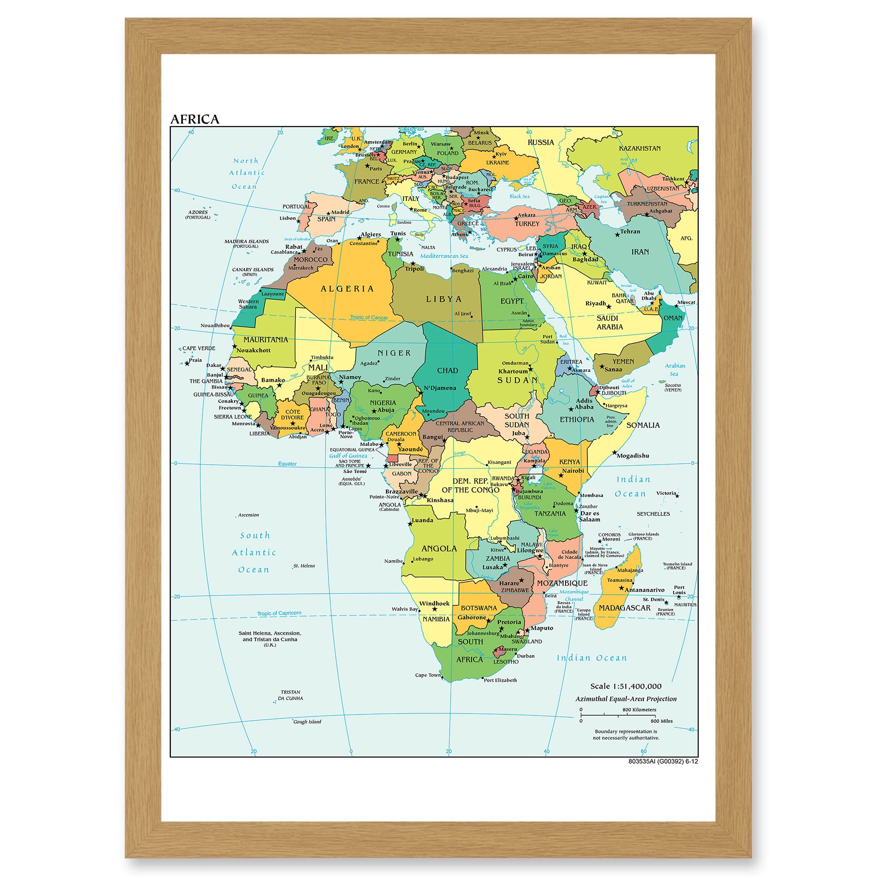 Artery8 Political Map 2012 Africa African Countries Artwork Framed Wall Art Print A4