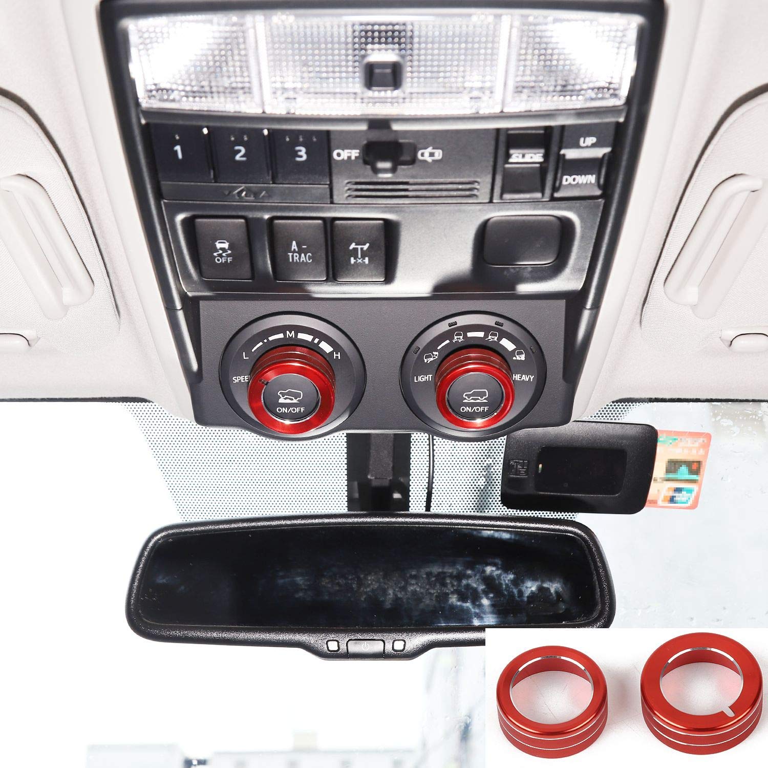 JeCar Multi-Terrain Selector Knob Button Cover Trim for 2010-2020 Toyota 4Runner TRD Pro, for TRD Off-Road (Red)