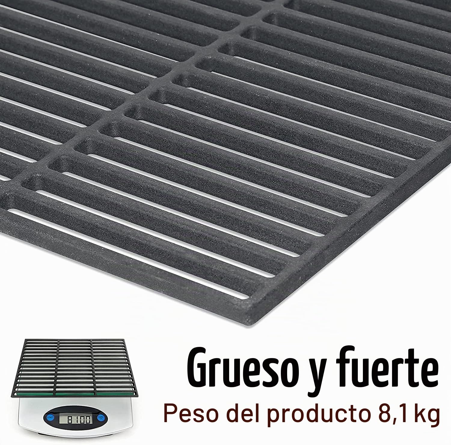 NAIZY Rejilla de parrilla de hierro fundido para barbacoa, parrilla de carbón, parrilla de gas, rejilla de parrilla, rejillas de parrilla esmaltadas, accesorios para parrilla【60 x 40 cm】
