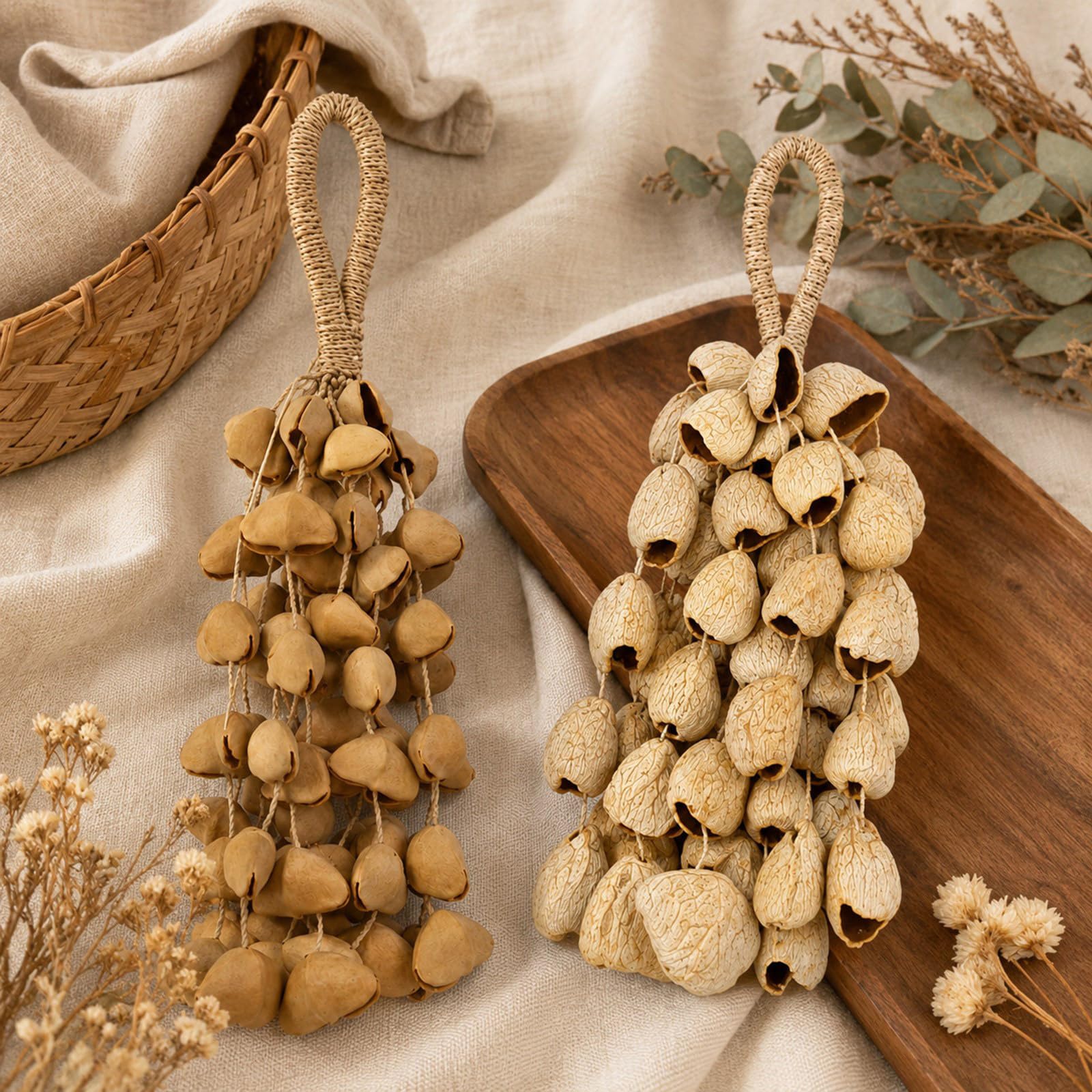 Campanelli a vento compatti leggeri con guscio di frutta naturale per musica da viaggio strumenti a percussione per musica da viaggio strumenti a percussione da giardino all'aperto