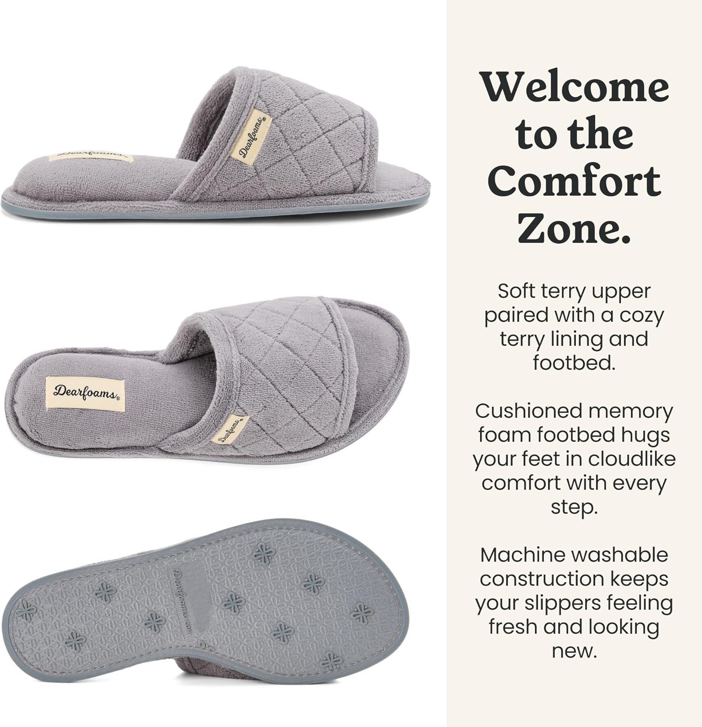 Dearfoams womens Slipper Memory Foam Summer House Shoe Beatrice Terry Slide - Image 9