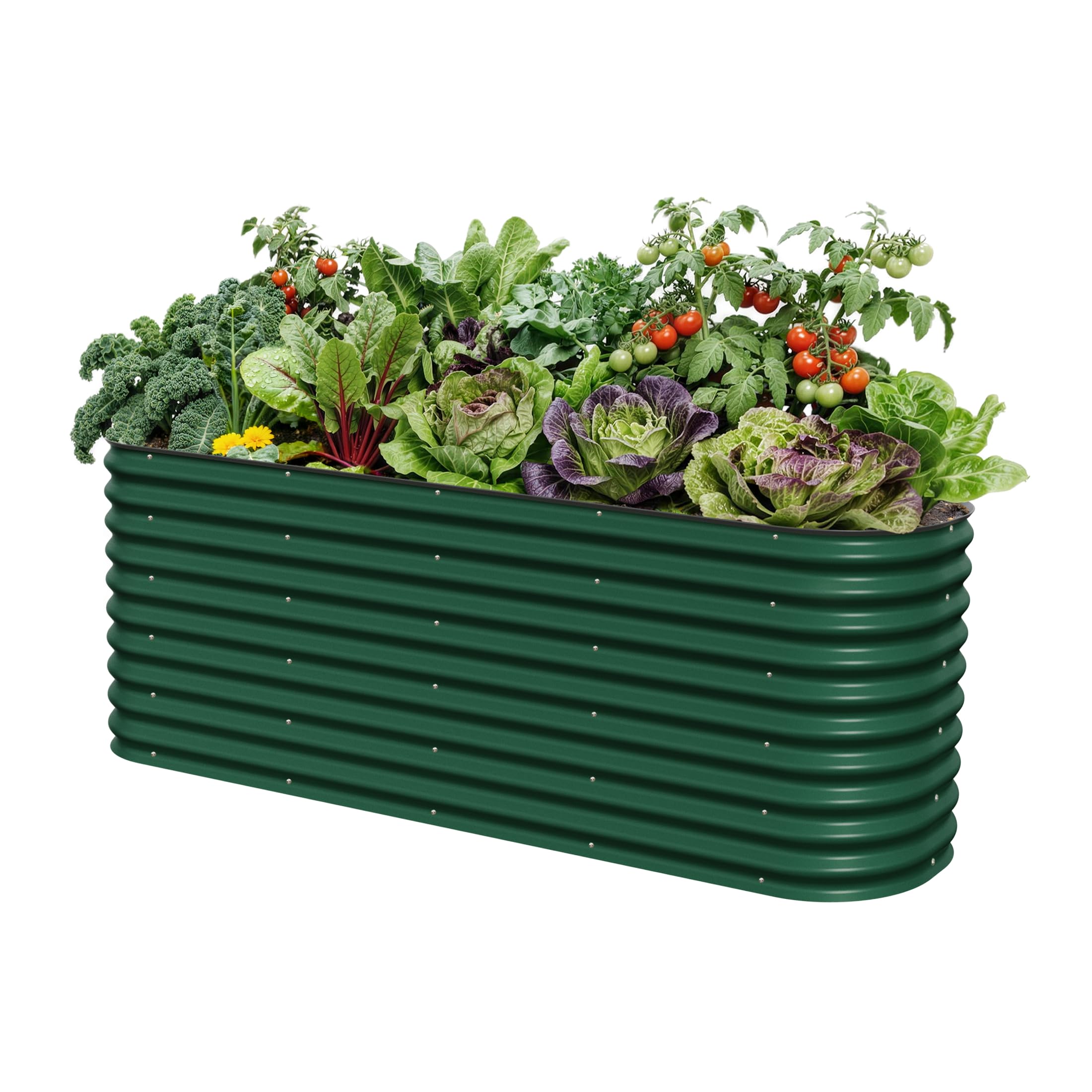 32" Extra Tall Raised Garden Bed Kits, 2 x 8 x 2.7ft Raised Planter Box Outdoor, 3.5 x 6.5 x 2.7ft Deep Root 9 in 1 Modular Metal Raised Beds for Gardening Vegetables Flowers Fruits - British Green