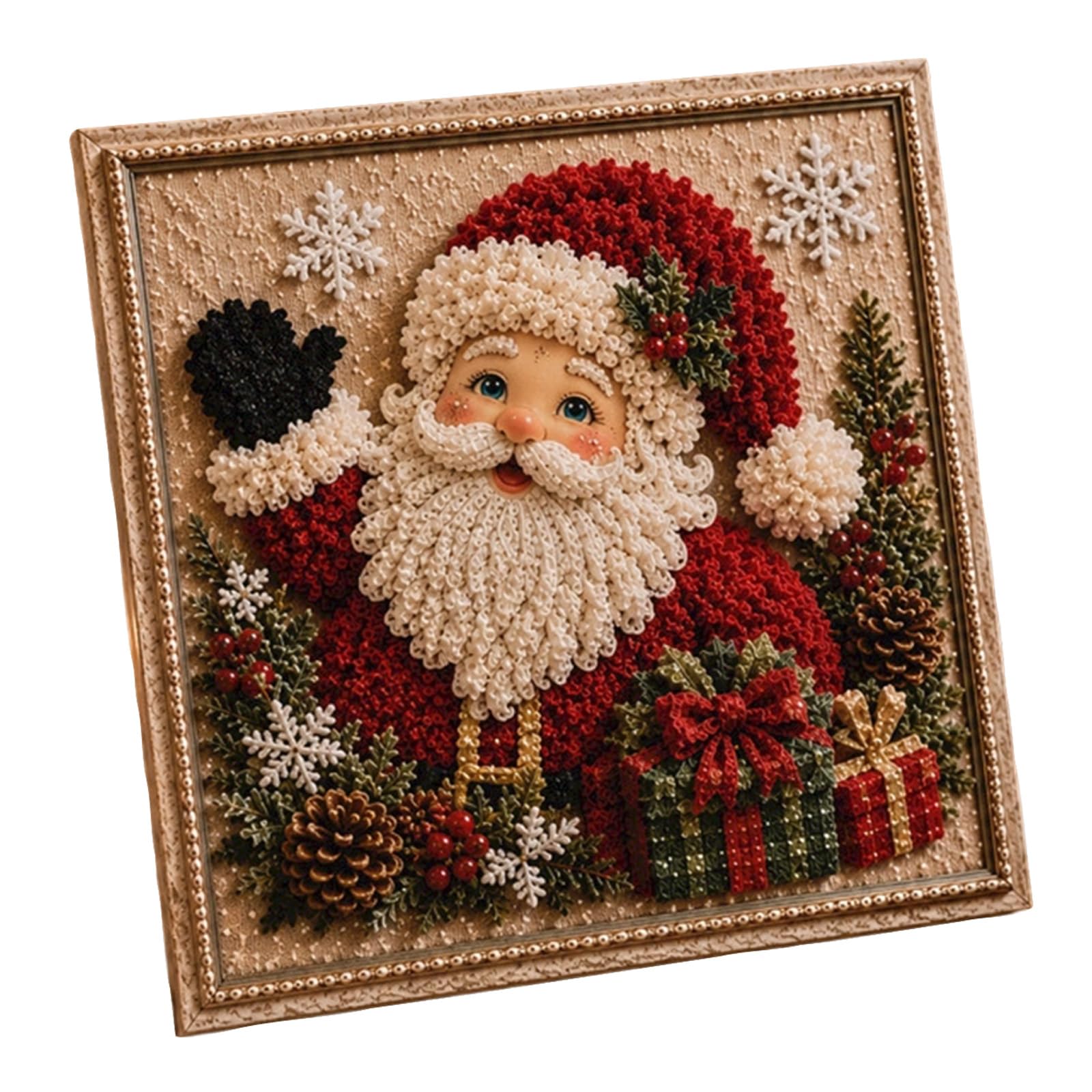 3D Christmas Fabric Poke Art Kit, DIY Embroidery Handmade Fabric Poke Art Kit, Vintage Holiday Handmade Decoration,Christmas Craft Kit for Adults & Beginner (#K)