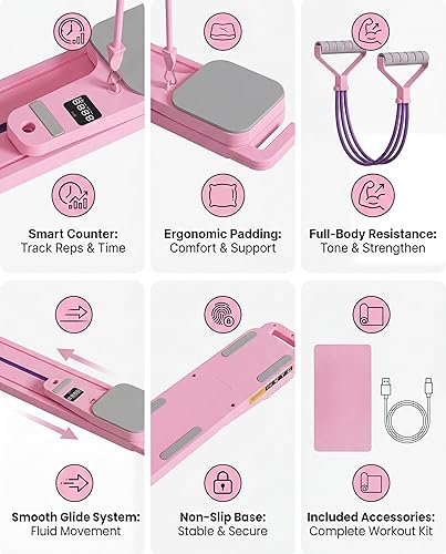 Miniatura 5 de Reformador de pilates portátil | Tablero de pilates 6-1 en casa | Entrenador de cuerpo completo en casa | Escultor de núcleo y glúteos |