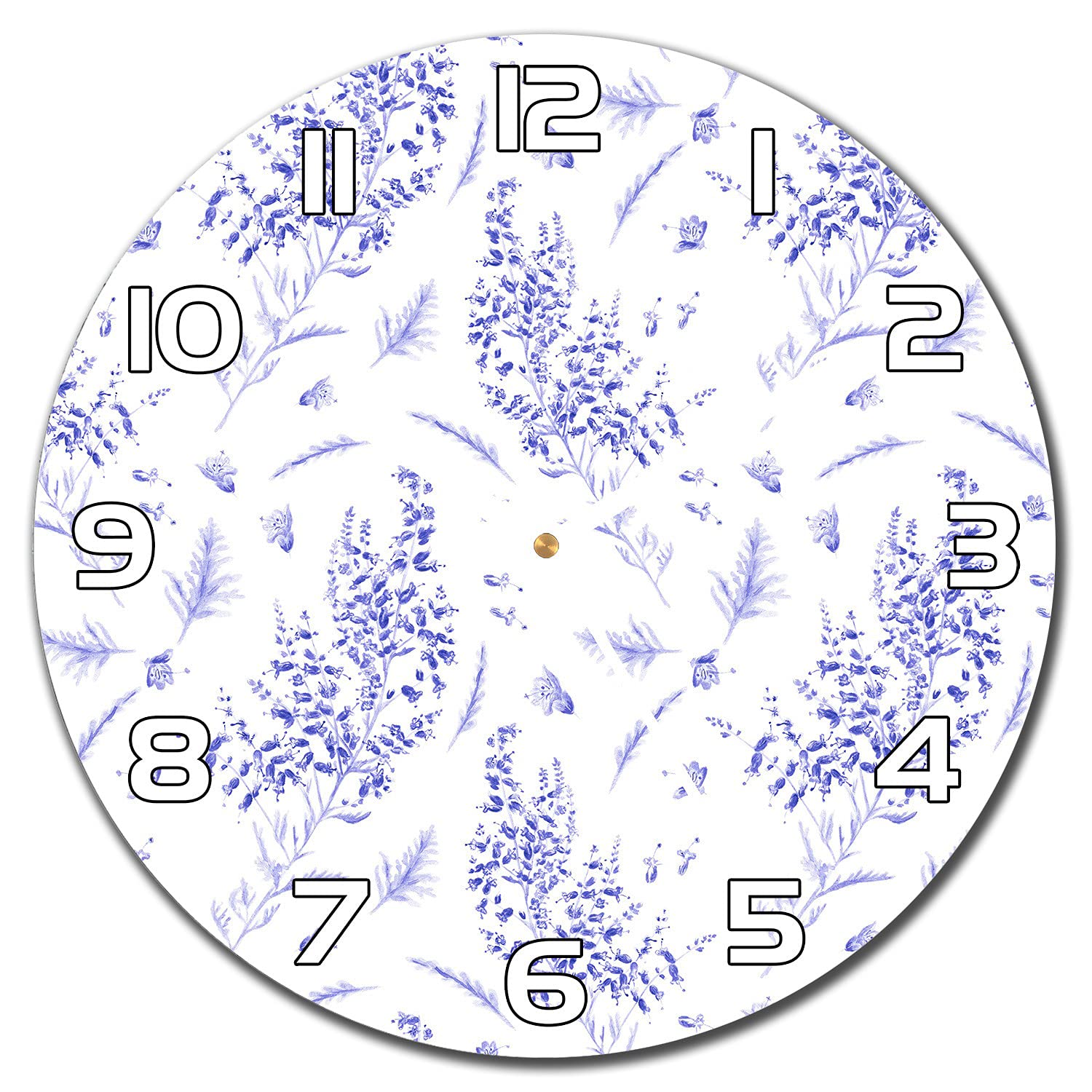 Horloge en verre 30 cm Flousshoto à aiguilles blanches pour un salon moderne