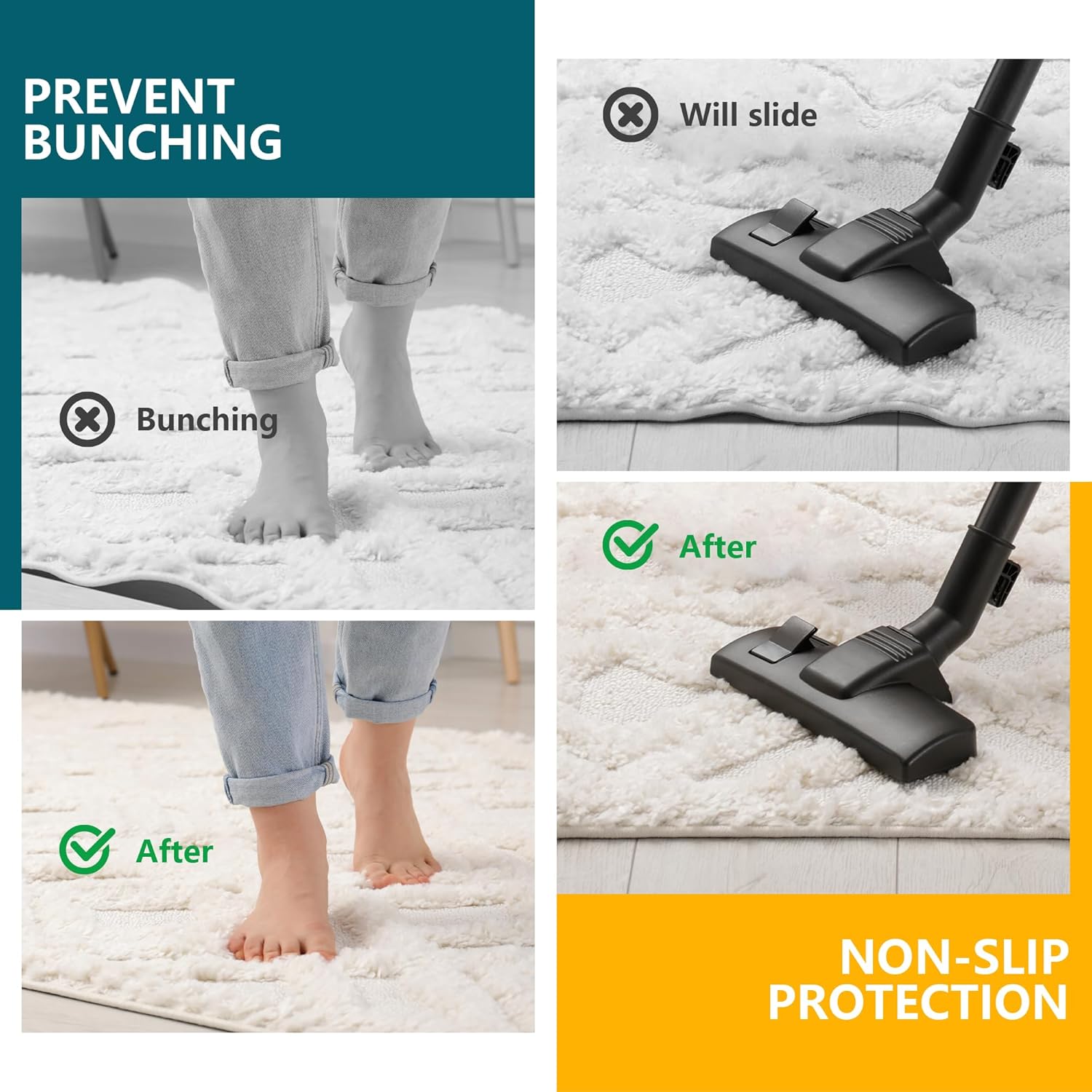 Non Slip Rug Pad Gripper 8x10 Feet Extra Thick Pads for Hardwood Floors,Anti Skid Mat Under Carpet,Runner Keep Area Rugs Safe and in Place