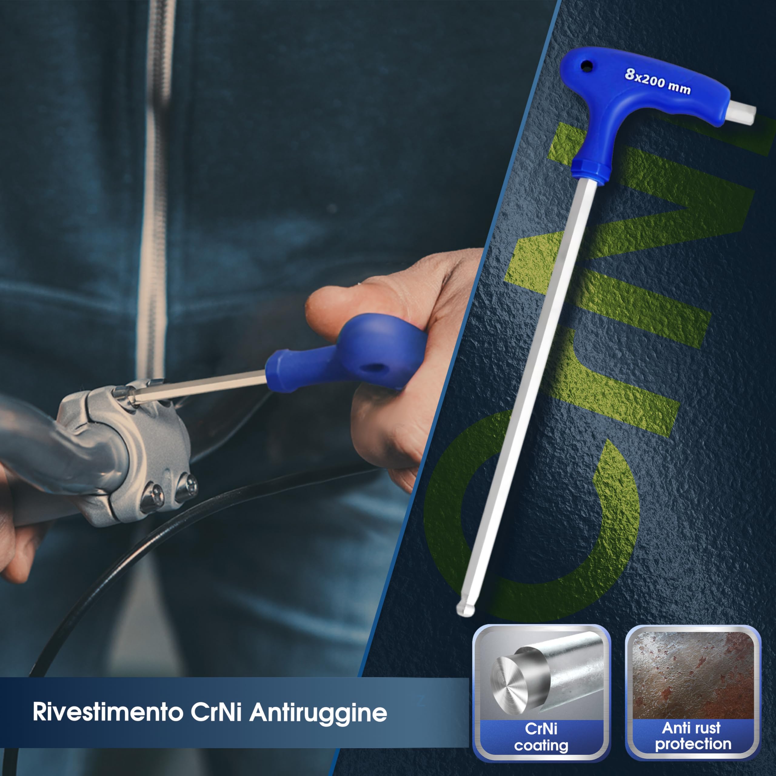 S&R Set Chiavi Esagonali Allen Kit Brugole Lunghe con Manico a T (2-10 mm). Set 10 Chiavi Maschio Qualità Industriale
