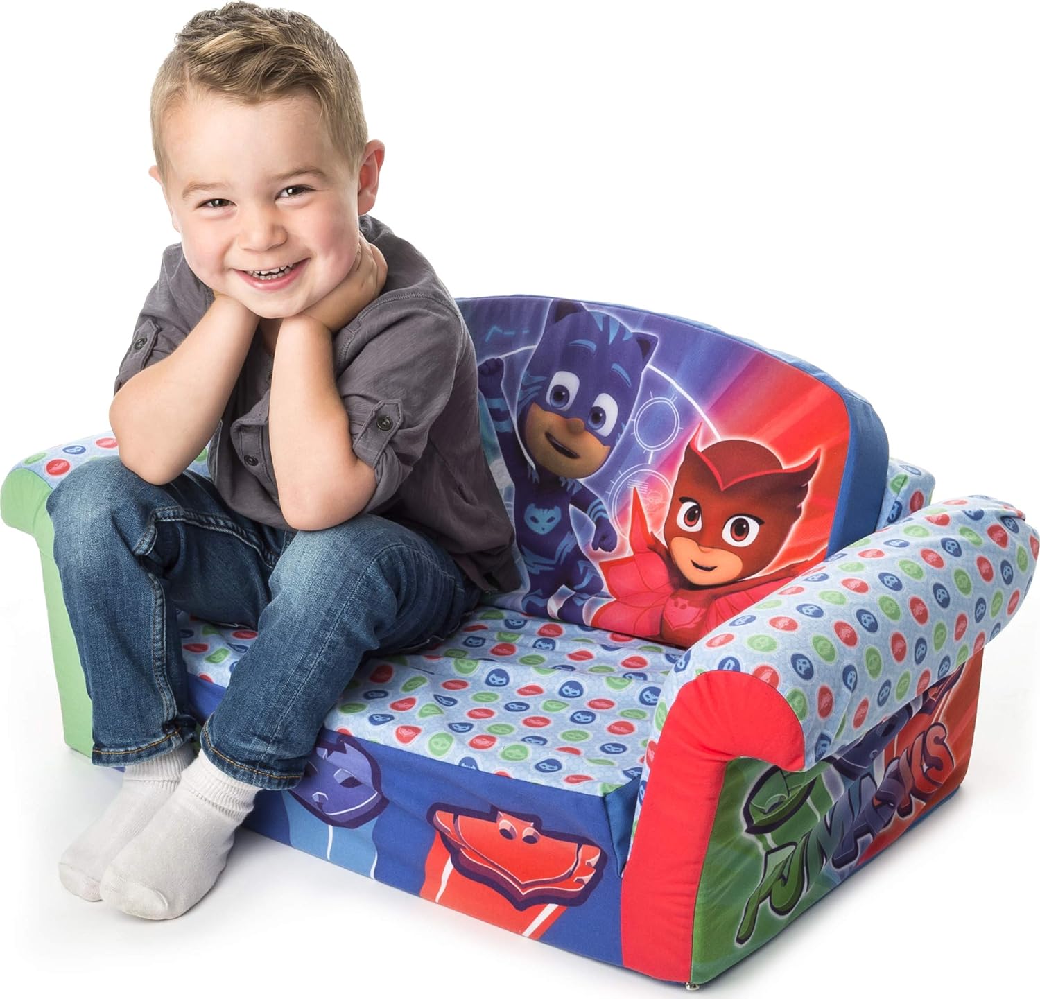 Marshmallow Furniture 2-in-1 Flip Open Couch Bed Sleeper Sofa Kid's Furniture for Ages 18 Months and Up, PJ Masks