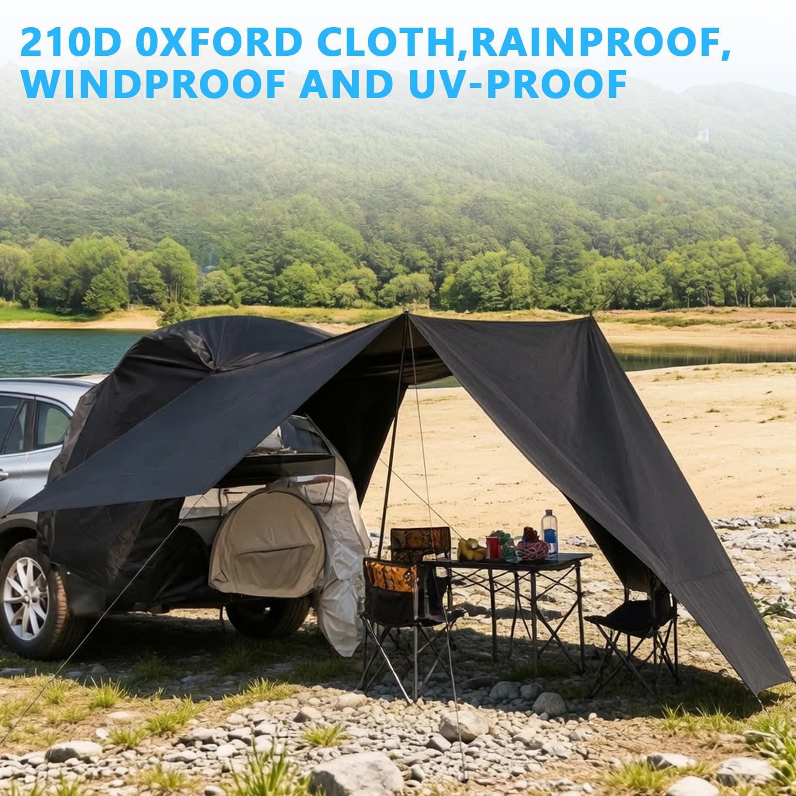 SUV Auto Heckzelt, Campingzelt für 3–5 Personen, Wasserdicht und UV-Schutz Markise, Heckklappenzelt mit Aufbewahrungstasche für Reisen, Camping (150 * 130 * 115cm)