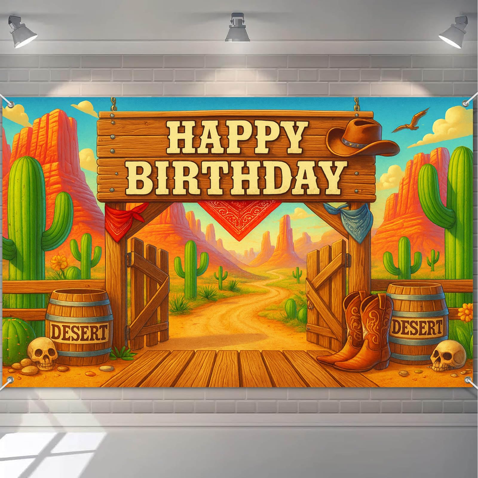 Toile de fond fête rustique pour un anniversaire thématique western