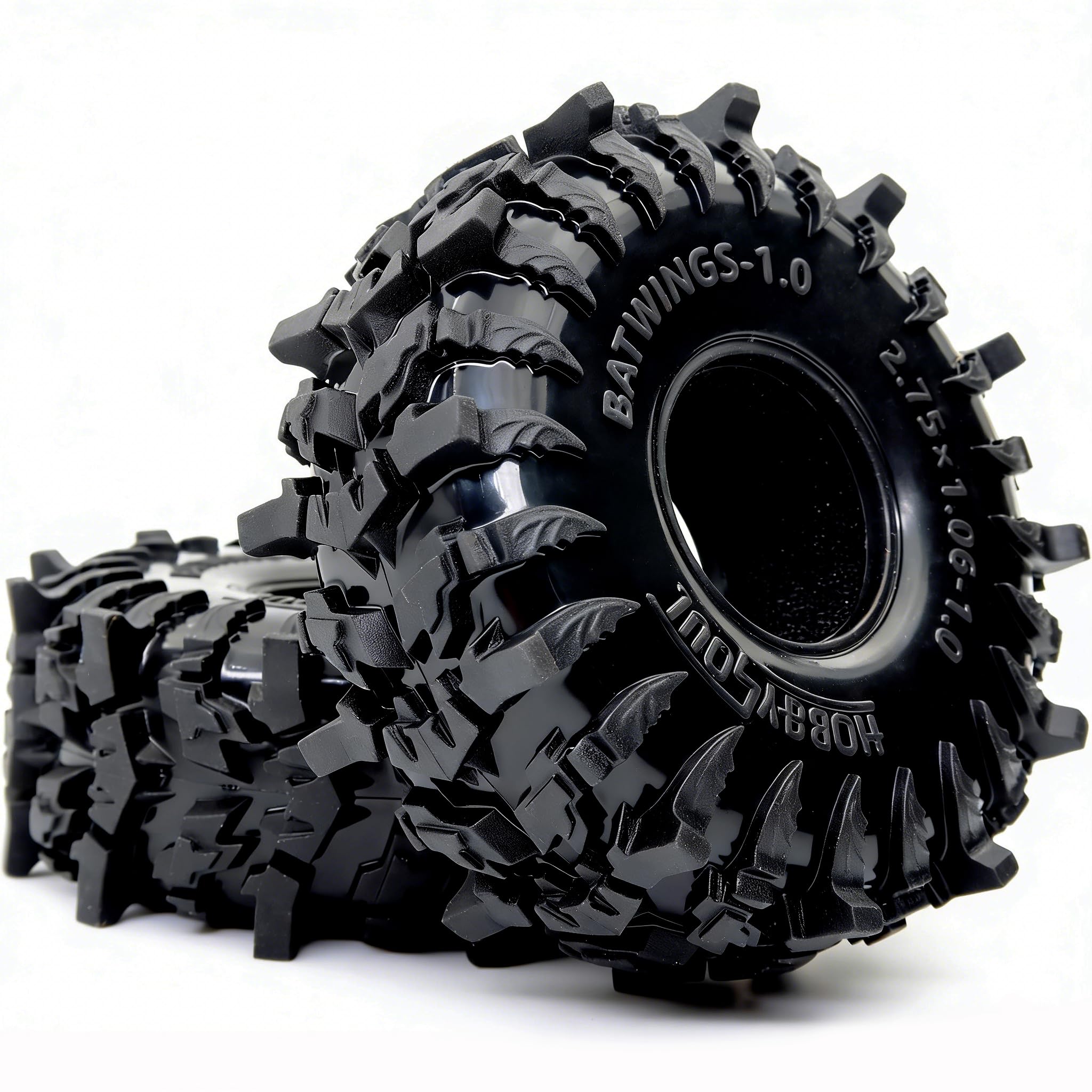 HOBBYSOUL 1.0 Tires - 70 * 27mm Tall Batwings Super Soft Sticky mud Tyre for RC Crawler 1/24 SCX24 1/18 TRX4M Upgrades - 3