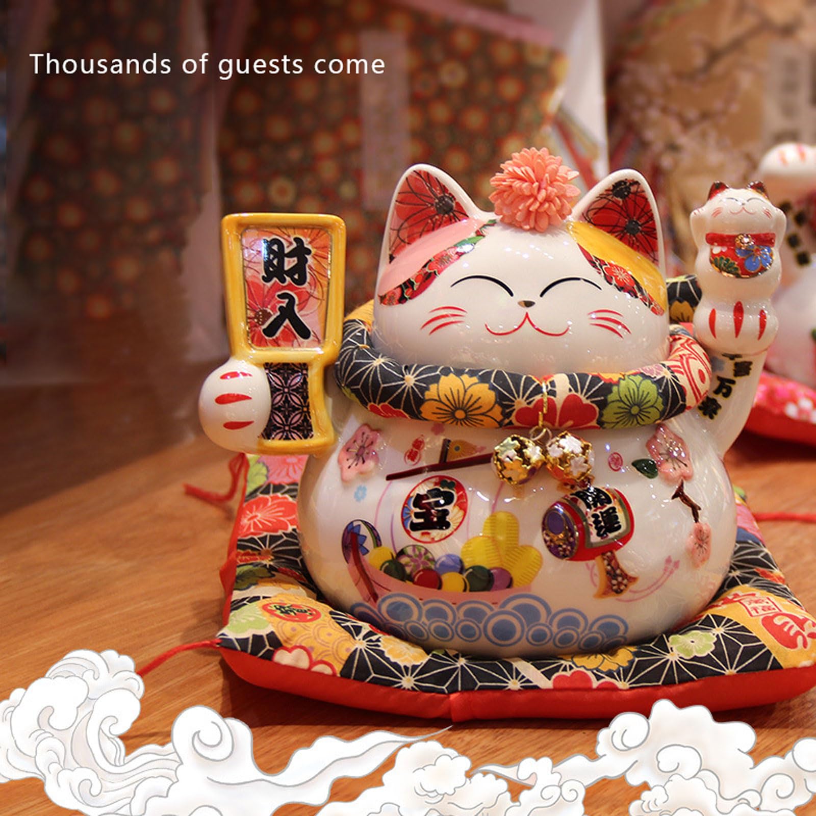 Ceramiczny szczęśliwy kot, ozdoba kota Maneki Neko, ozdobna ozdoba, przynoszący szczęście, ozdoba na prezenty noworoczne, rzeźba kolekcjonerska, ozdoby samochodowe do domu