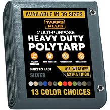 Heavy Duty Waterproof Tarp 10x40 12 Mil Thick, Tear & Fade Resistant Poly Silver Tarp with Reinforced Grommets, Multipurpose Cover for Roof, Camping, Garden, Boat, Cars & Pool