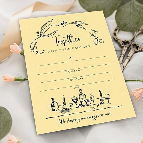 Miniatura 3 de Invitaciones de boda minimalistas, 25 bocetos temáticos de invitaciones de boda con sobres, invitaciones de estilo de relleno de doble cara para Mr