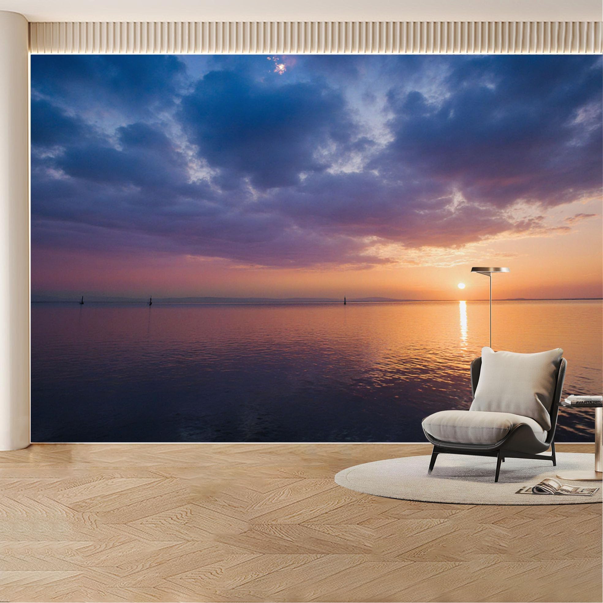 Custom Wall Mural Wallpaper Ocean Sunset Landscape Nature Modern Wall Decor Large Wall Art Tropical Misty Removable SelfAdhesive Large Photo for Living Room， Bedroom， Office