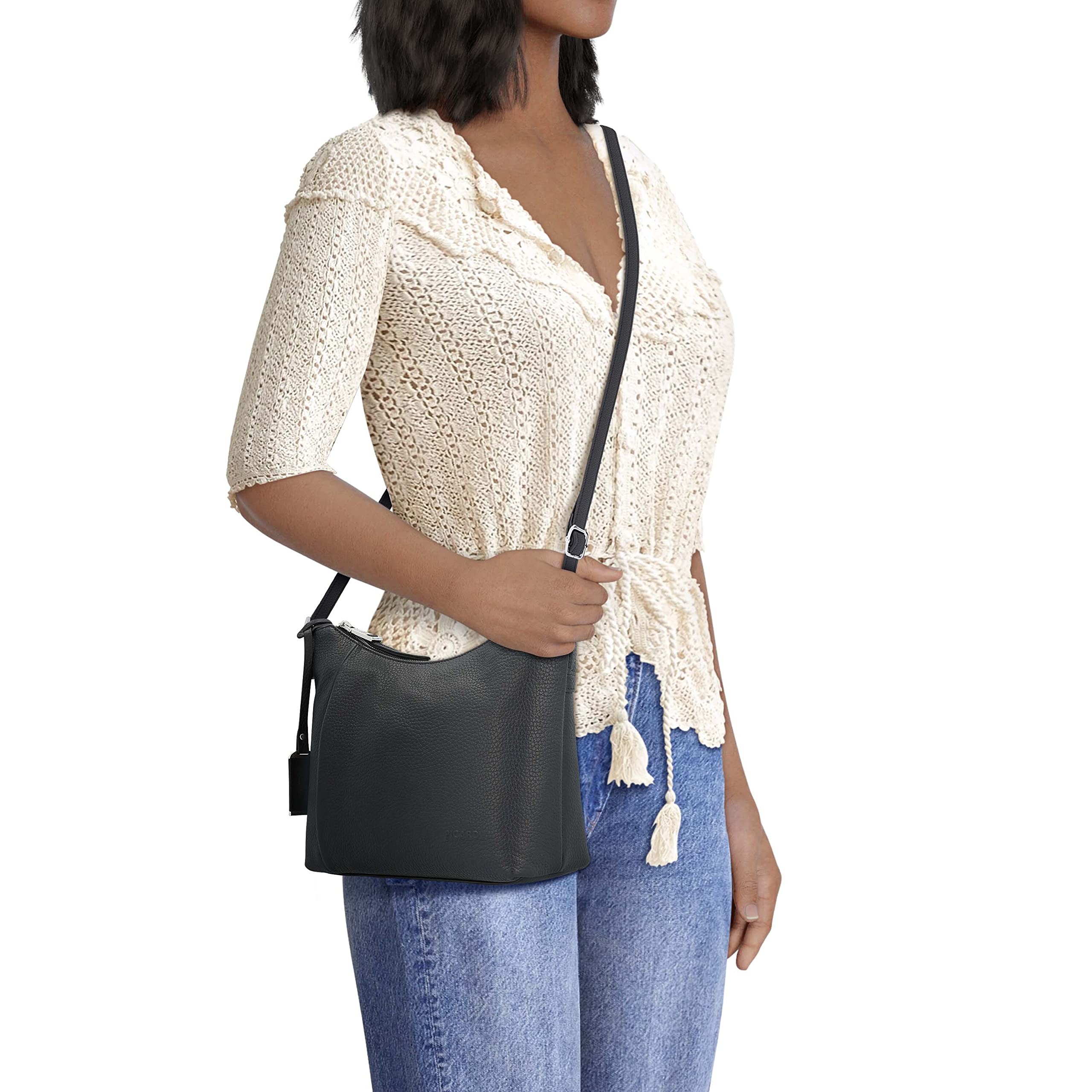 Picard Damen Schultertasche PURE aus Echtleder Mittel | mit Reißverschluss | Schultertasche | Alltag