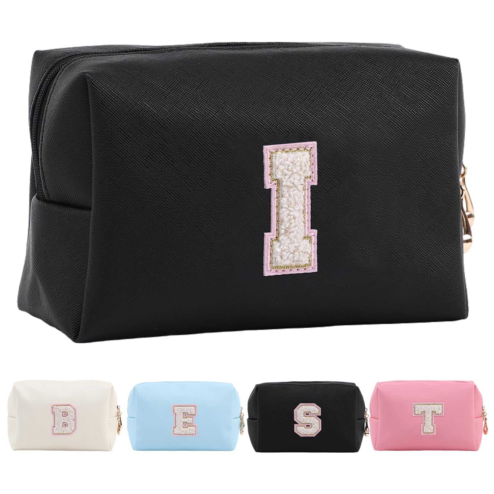 Personalized Makeup Bag,Waterproof Travel Makeup Pouch Cosmetic Bag Birthday Gift for Women Mom，Bride Bridesmaid Cosmetic Bag A-Z — view 71