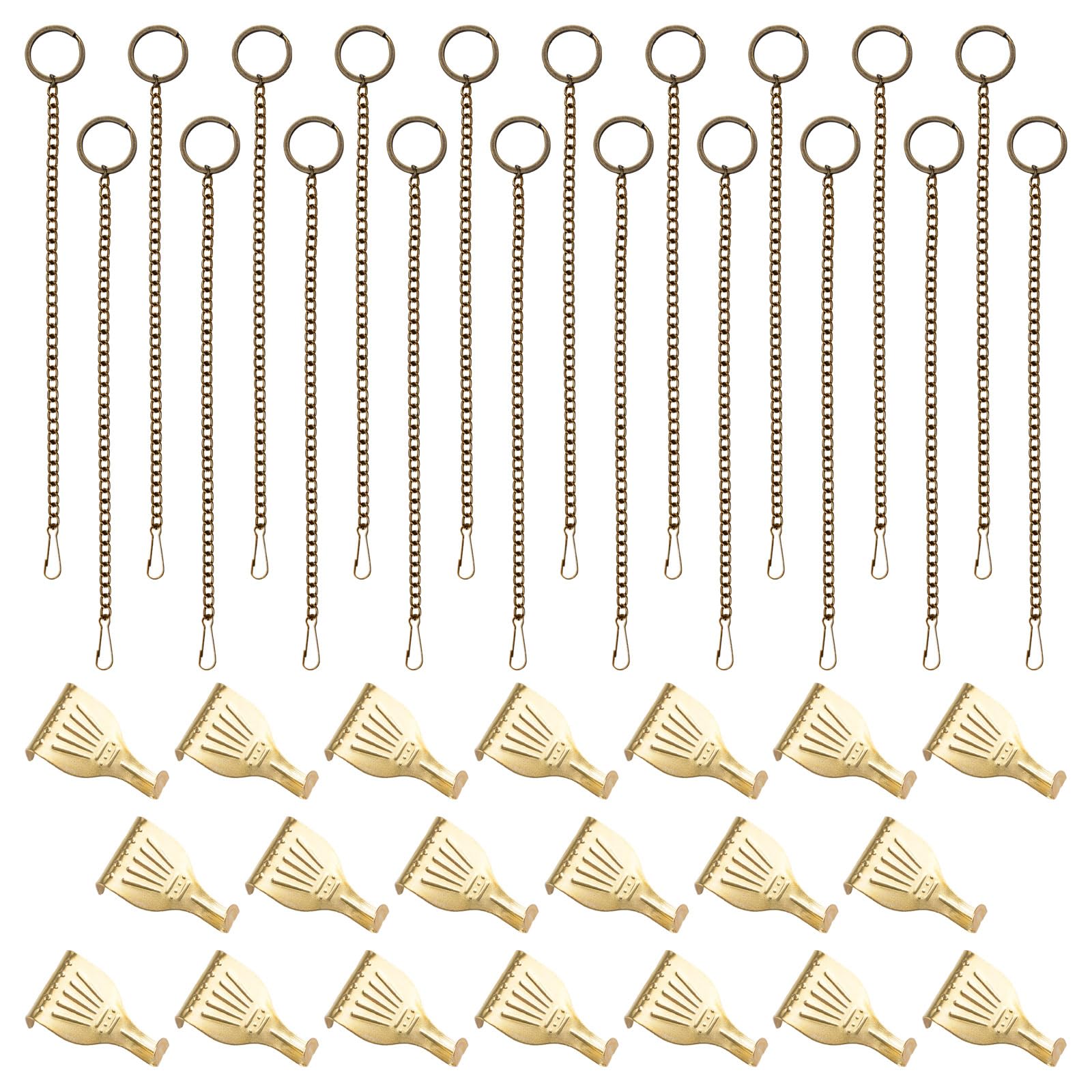 UFURMATE Picture Hanging Kit 20Pcs Picture Rail Hooks with 20Pcs Chains Metal Rail Hanging Hooks Picture Display Hanging System for Wall Picture, Exhibition (Gold/Bronze)