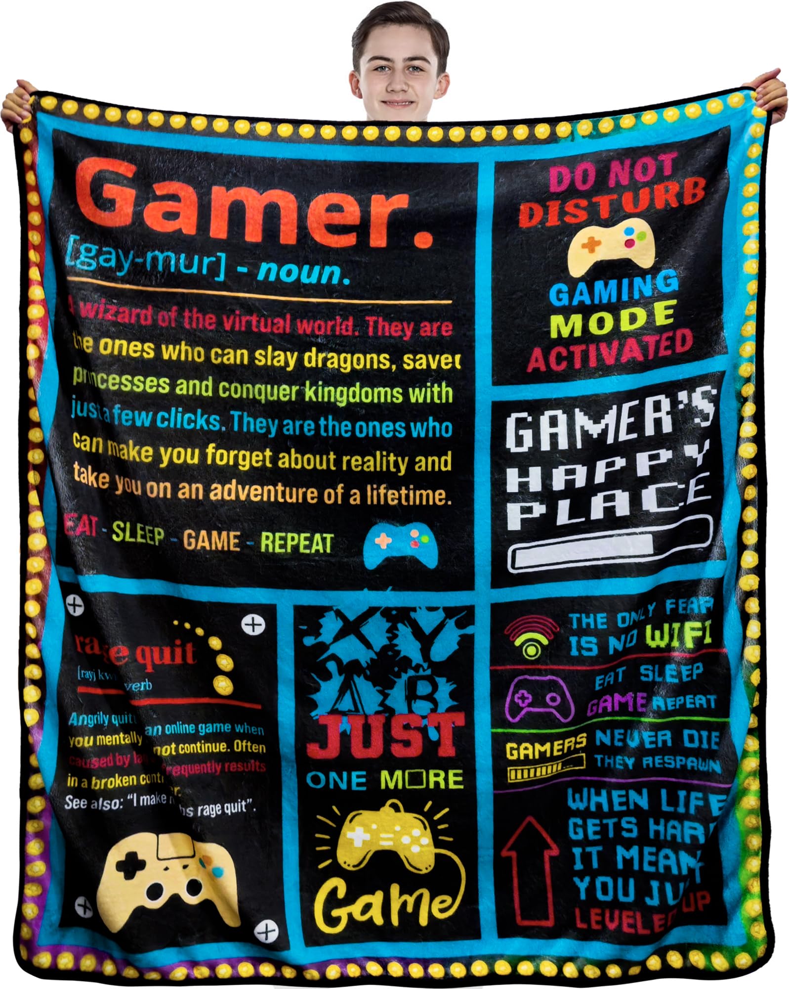 Busy Gaming Life Gamer Gifts for Teen Boy Girl Kids, Cool Video Game Blankets Gift for Men Husband Boyfriends, Accessories for Room, Gamer Room Decor, Game Lovers Throw Blanket 60"X 50"