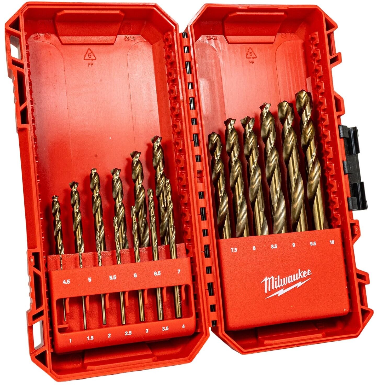 MILWAUKEE Red Cobalt - Caja de 19 brocas rectificadas de HSS al cobalto al cobalto para perforar hierro y acero