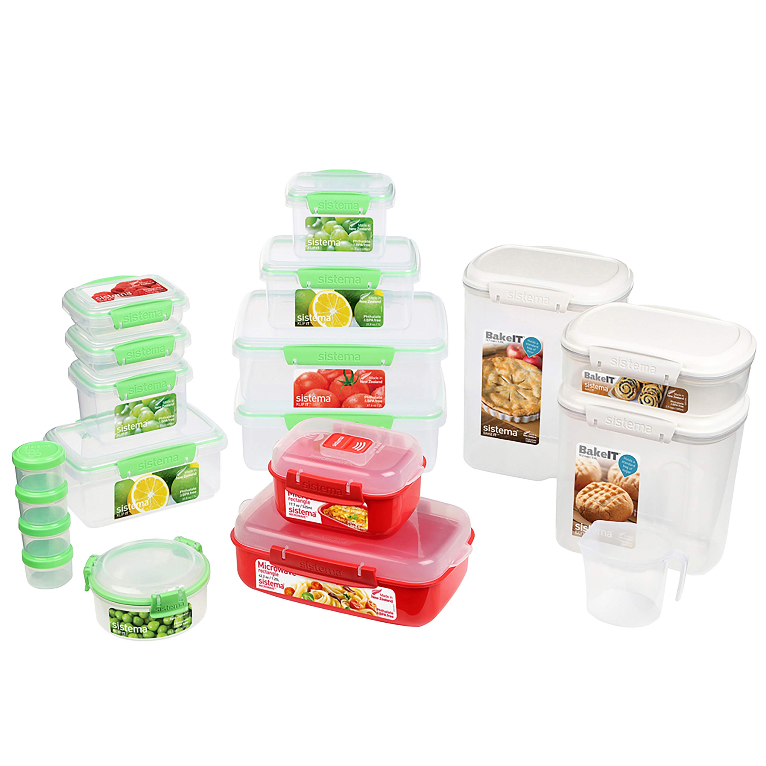 SistemaNew Home Kitchen Storage & Organisation Gift Pack | 18 Containers | Lunch Boxes, Meal Prep Containers, Pantry Storage, Microwave Food Steamers & More | Recyclable with TerraCycle® | BPA-Free