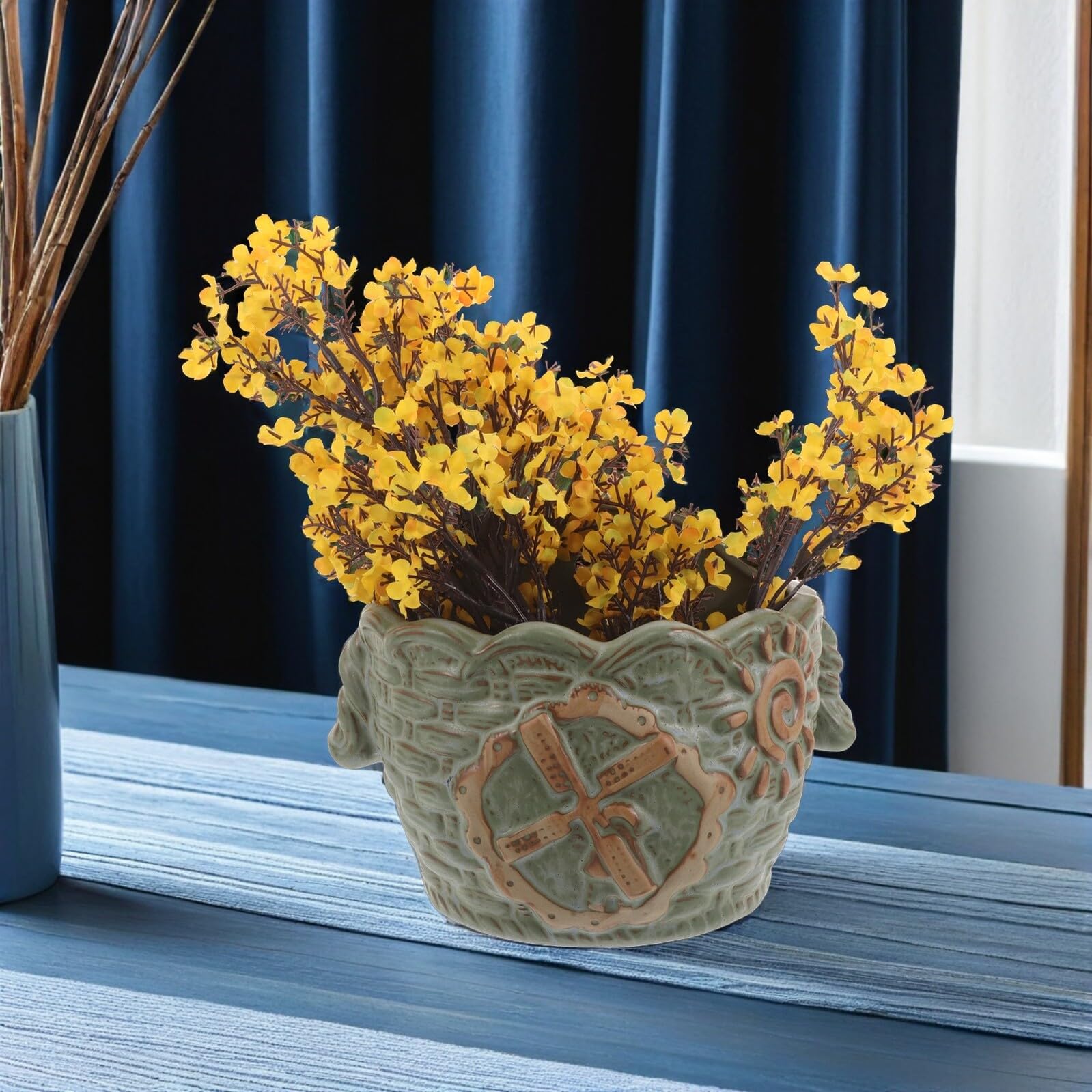 Gatuida Pot de Fleurs Mural Rétro pour Plantes Vertes, Jardinière Suspendue en Céramique, Décoration Intérieure et Extérieure, pour Balcon et Salon