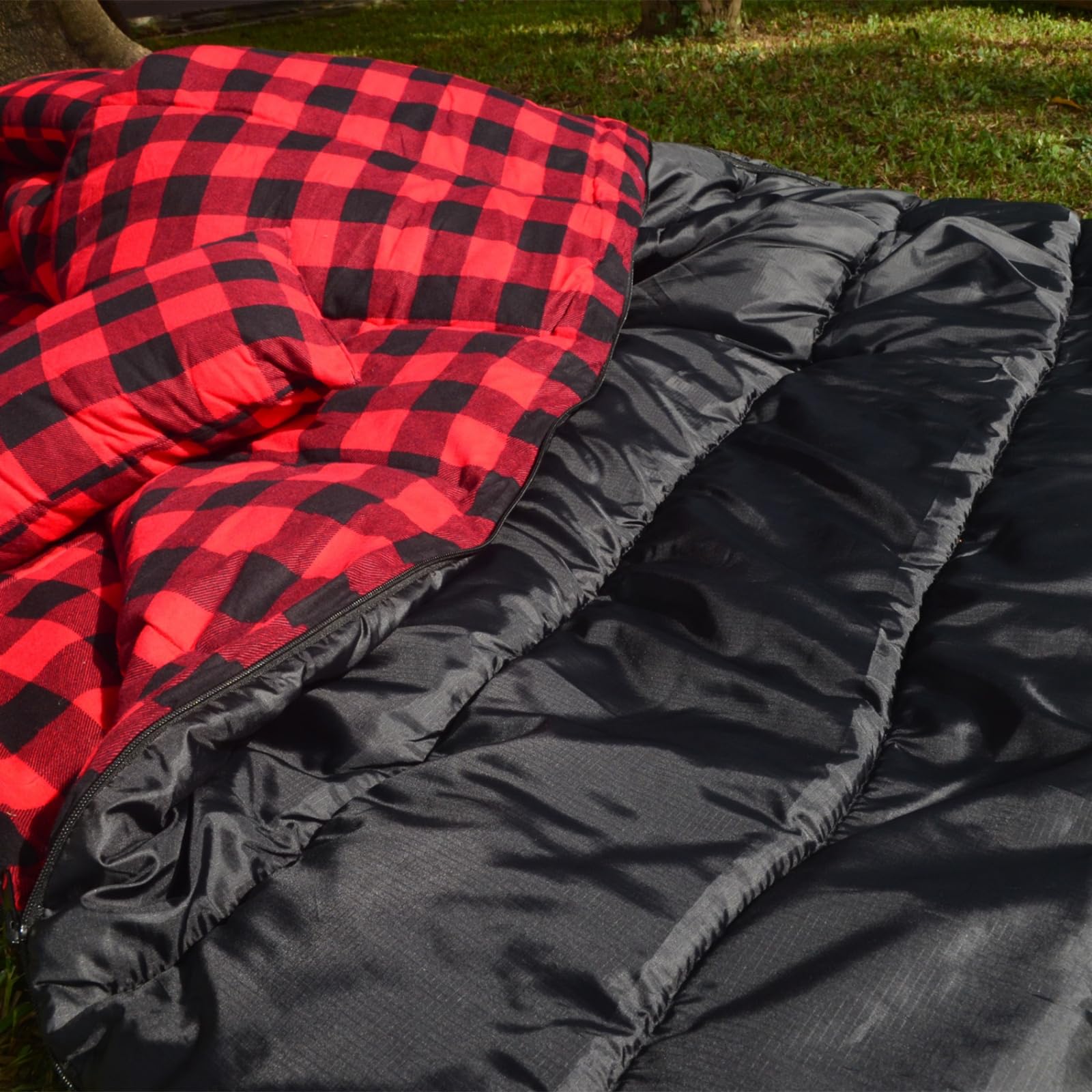 Baumwolle Flanell Doppelschlafsack Queen Size 2 Kissen 3 Jahreszeiten wasserdicht 2-Personen Camping