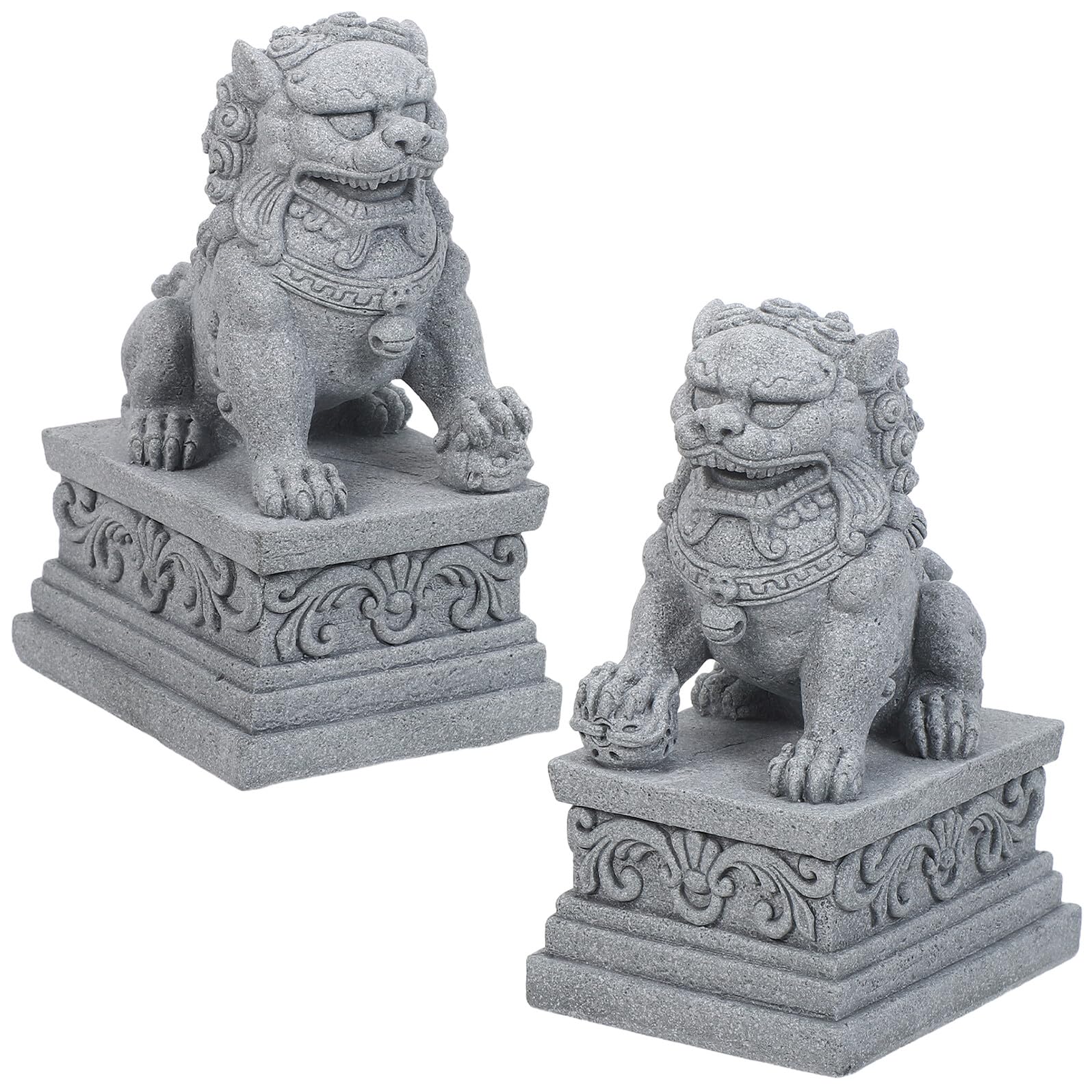 2 Szt. posągi zwierząt Figurki zwierząt mini figurki ogrodowe Statua lwa Light Grey