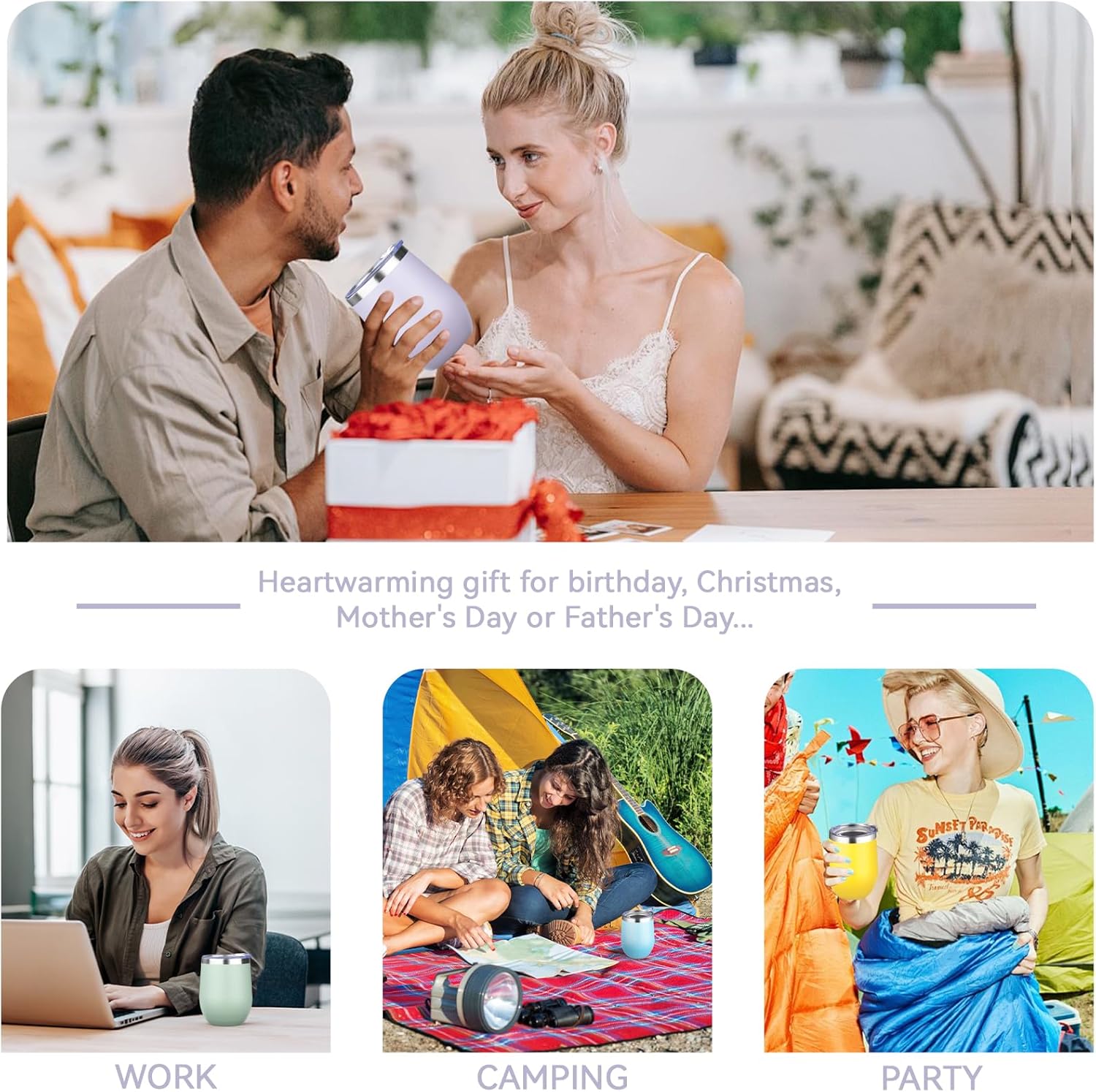 12oz/6 Pack Stainless Steel Wine Tumbler with Lid and Straw, Double Wall Vacuum Insulated Wine Tumbler Glasses, Stemless Travel Mugs for Hot and Cold Drinks, Coffee, Wine, Cocktails(Mix Color-1) - Image 7