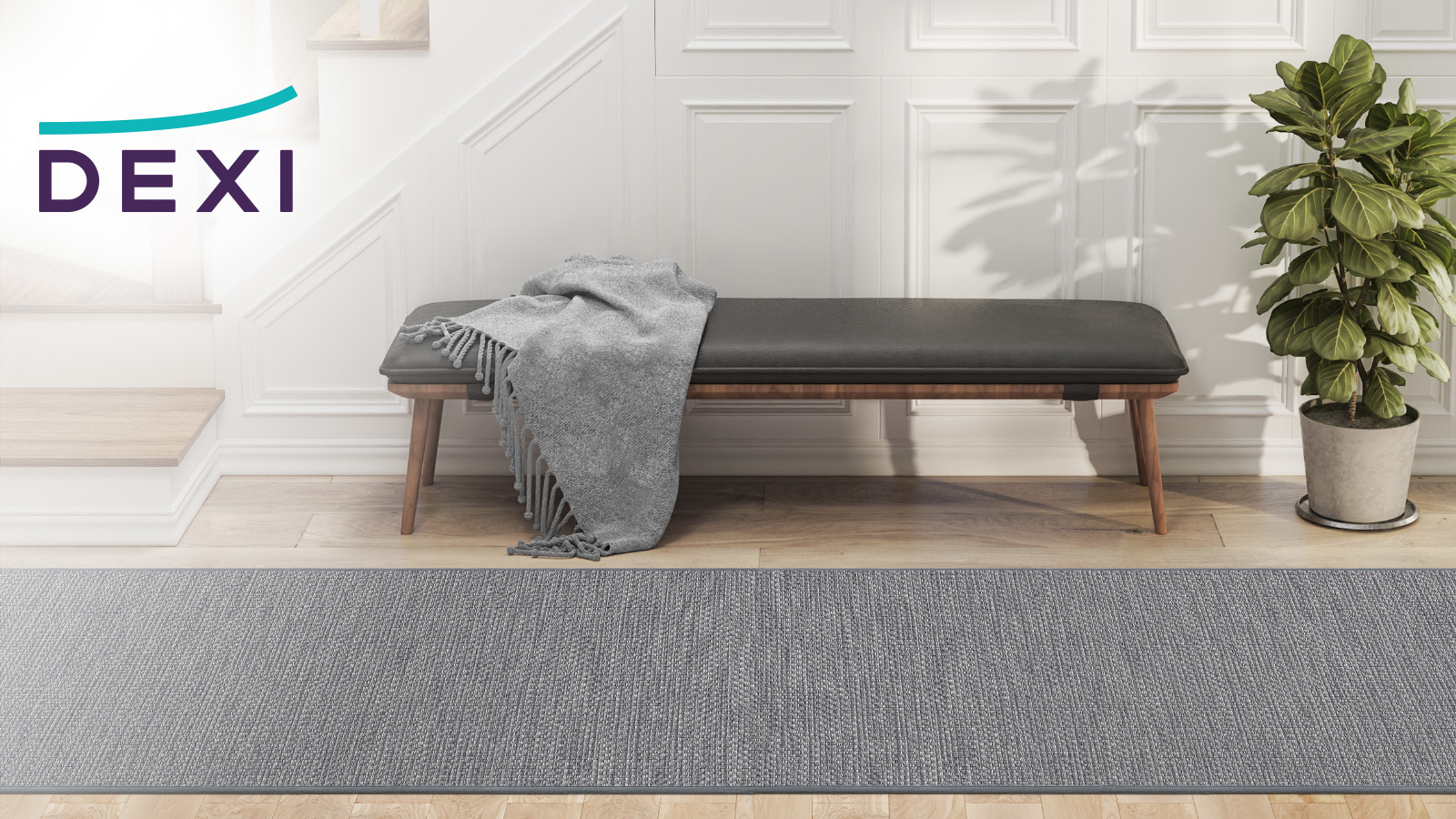 DEXI Runner vloerkleed 60 x 180 cm, extra lange antislip vuilvangmat, keukentapijtloper met rubberen achterkant, dunne en wasbare vloermat voor hal, entree, wasgoed, Beige