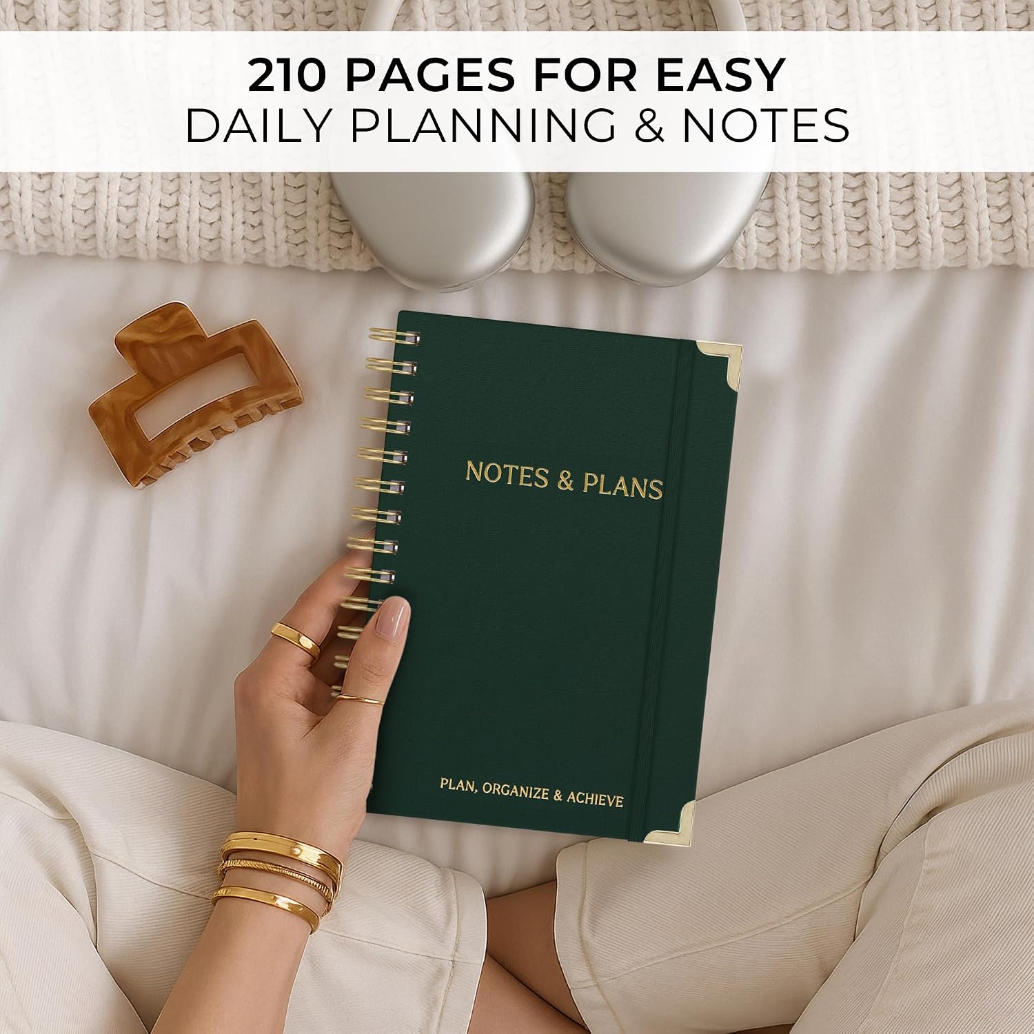 ZICOTO Aesthetic Daily Planner And Notebook With Hourly Schedule - Aesthetic Spiral To do List Notepad For Work/Home to Organize Tasks And Appointments - Stylish School/Office Supplies Book For Women