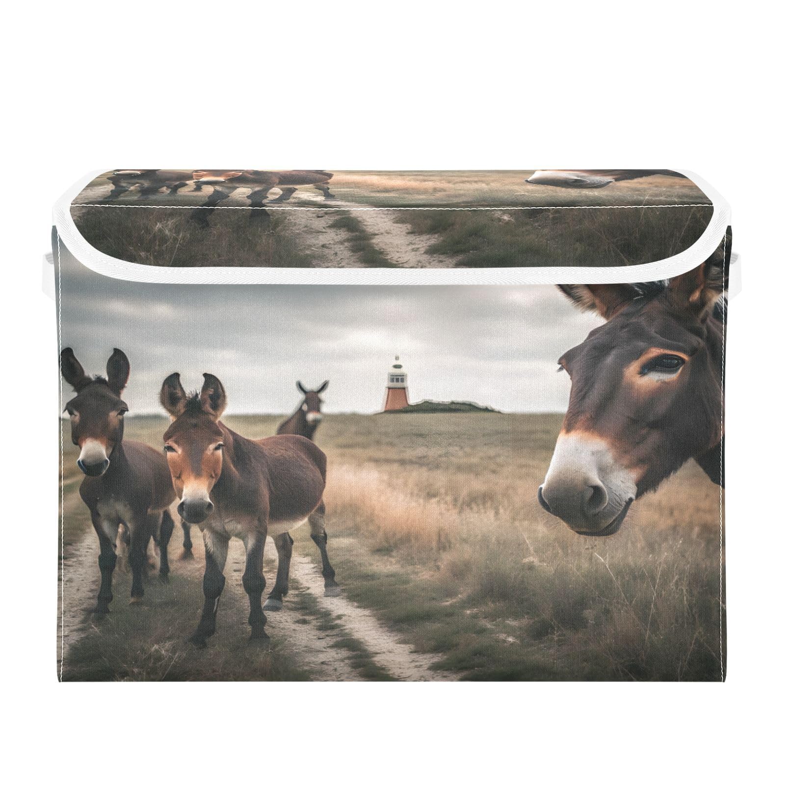 Bacs de rangement pliables en tissu avec couvercles Mules de pâturage pour chambre