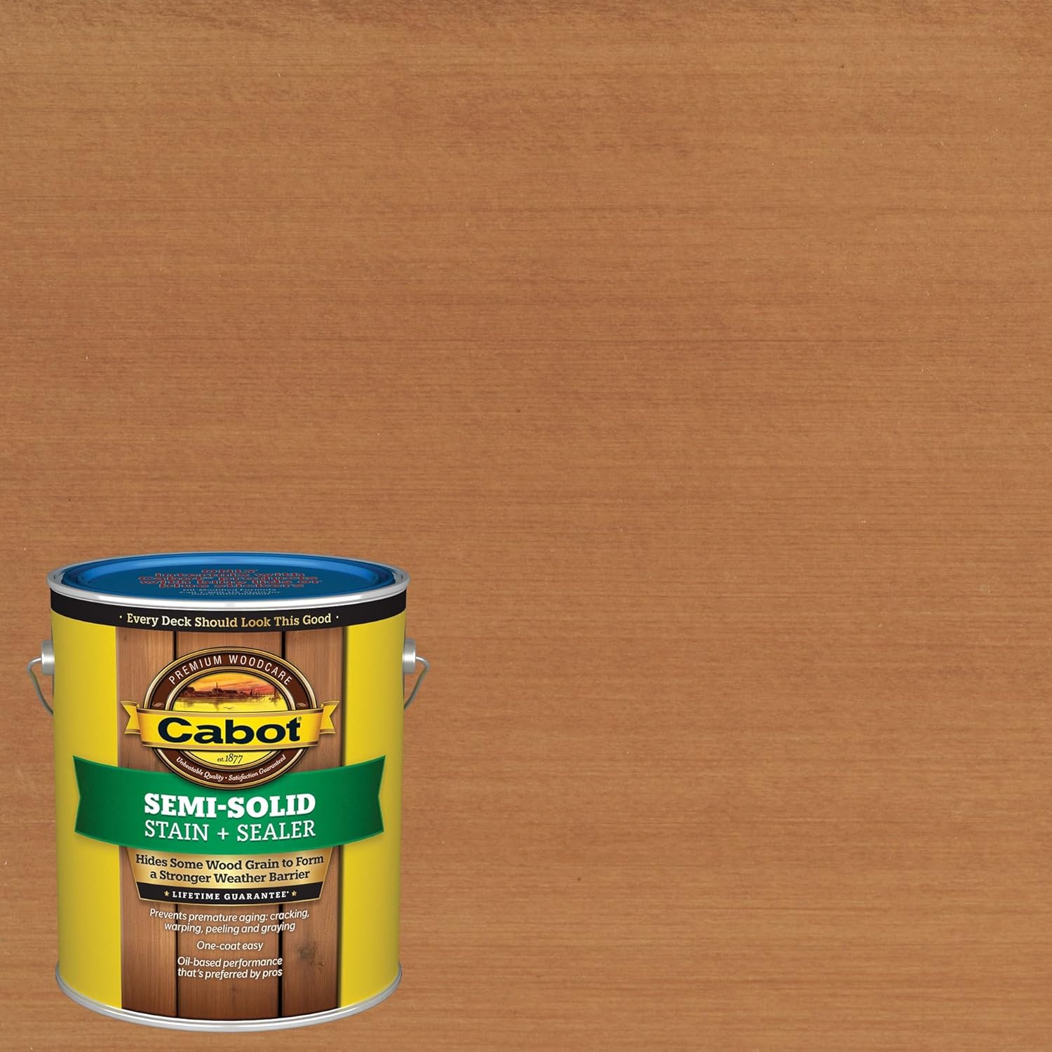 Cabot Semi-Solid Wood Stain + Sealer, Low VOC, New Redwood, Gallon