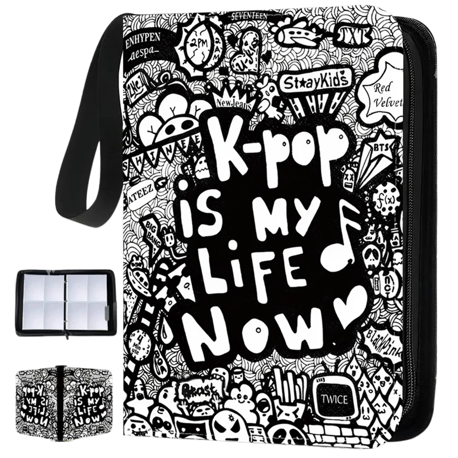 Kpop Photocard Binder - 400 Pockets PU Leather Trading Card Albums - 4 Pocket 50 Pages Card Collection Folder for Postcards & Photos - Top Loader Binder Design - Unique Kpop Gifts for Enthusiasts