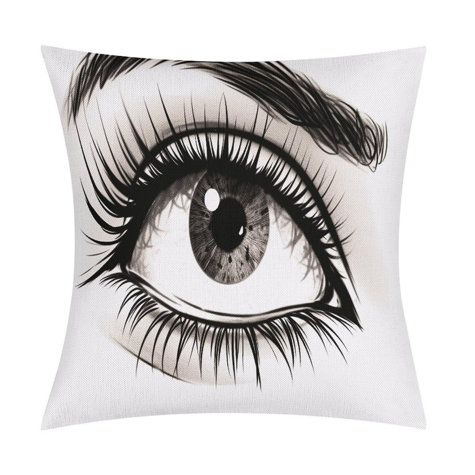 Fodpand Style Eyelash Pillow Covers 18X18 Inch, Pillow Cases Boho Farmhouse, Throw Pillow Covers For Couch Sofa Bed Spring Home Decor