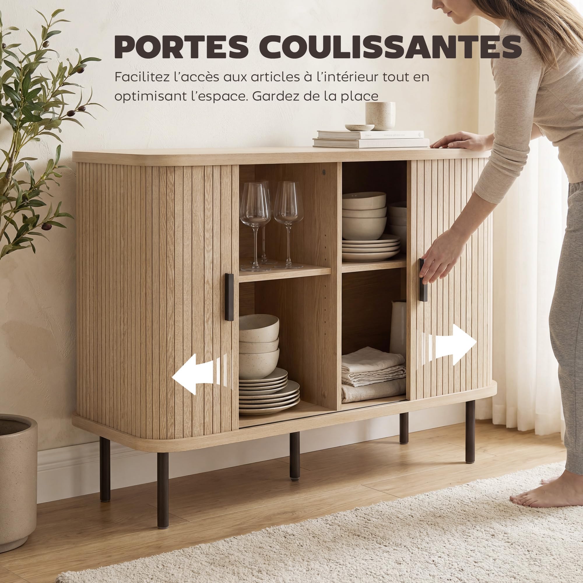 HOMCOM Kommode Sideboard mit 6 klappbaren Stoffschubladen HOMCOM Kommode Sideboard mit 6 klappbaren Stoffschubladen