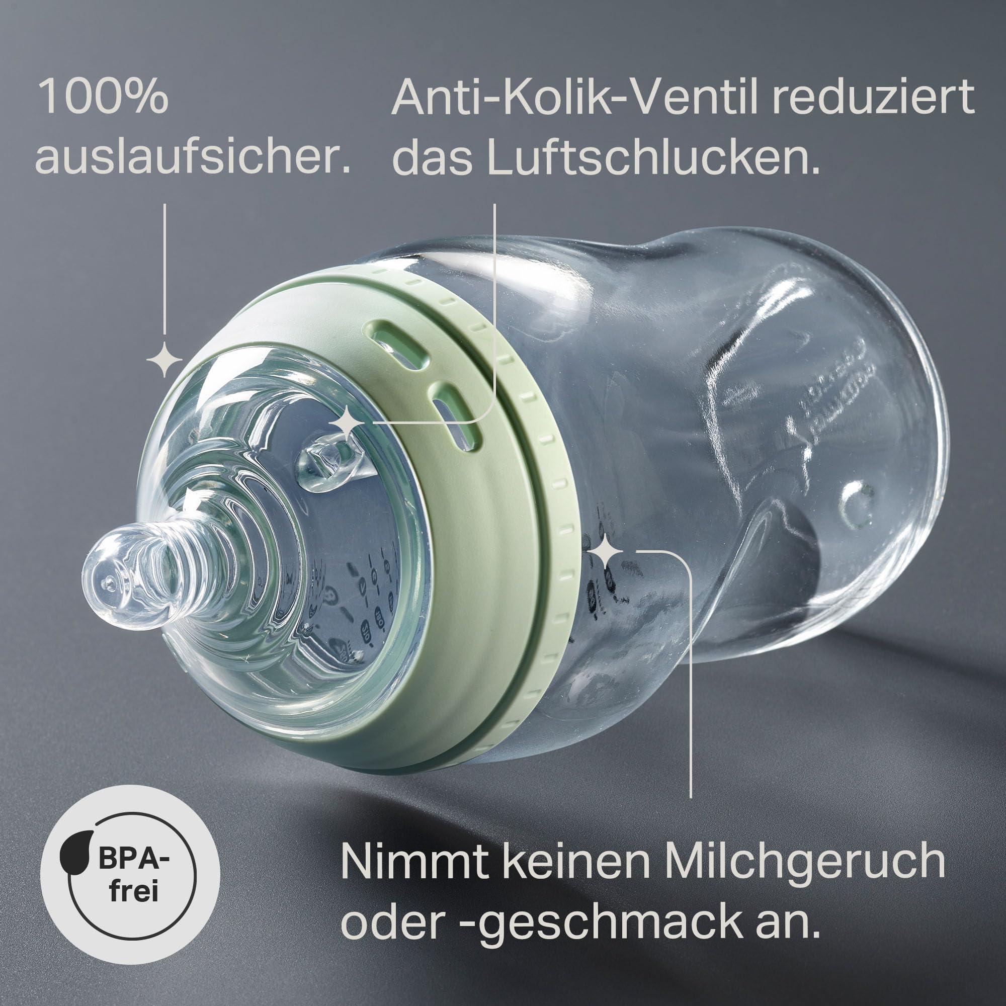 Tommee Tippee Natural Start Geschenkset aus Glas für Neugeborene 150-ml-und 250-ml-Anti-Kolik-Babyflaschen mit Besonders langsamer und Langsamsauger und 2x Ultimate Fit Schnuller, selbststerilisierend