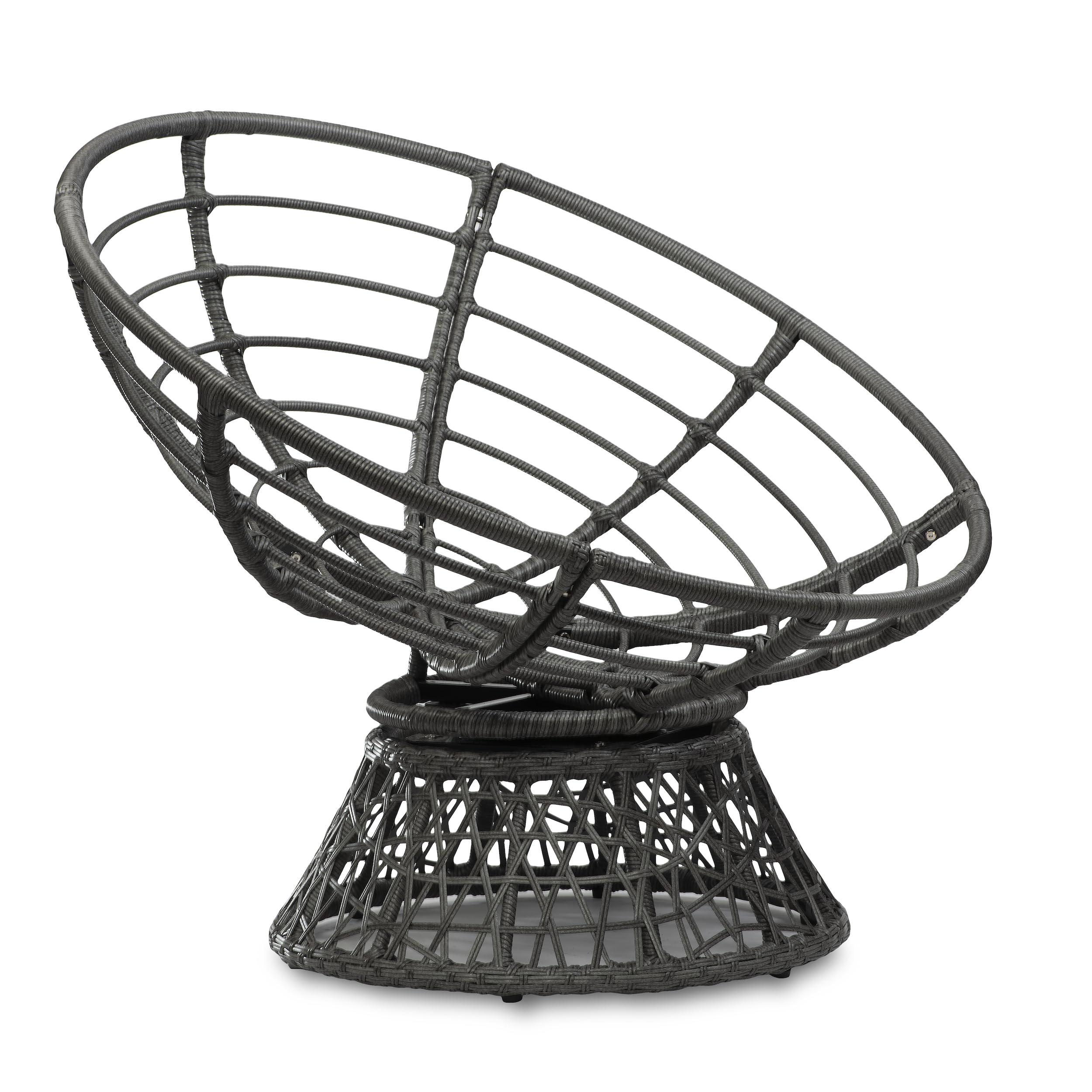 Sunnypillow Fauteuil Papasan Pivotant 360° – Grand Confort avec Coussin Épais Ø 120 cm – Rotin Hydrofuge & Résistant UV – Intérieur & Extérieur – Fauteuil Rond pour Jardin, Terrasse, Balcon – Gris