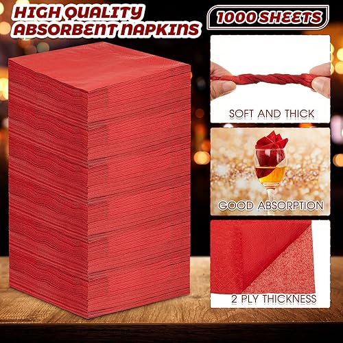 Miniatura 3 de Henoyso Paquete de 1000 servilletas de cóctel de Navidad a granel de 9.8 x 9.8 pulgadas, servilletas de papel para bebidas de 2 capas desechables