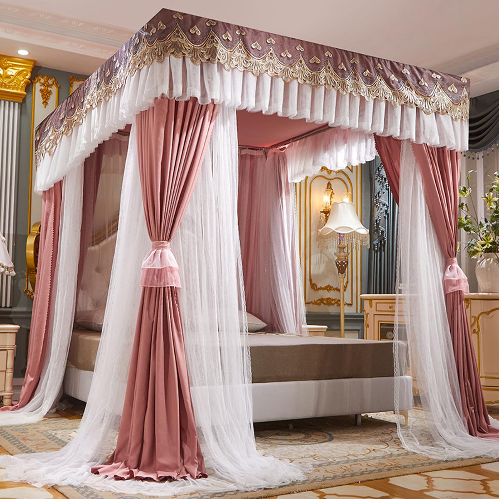 Moustiquaire de lit baldaquin princesse à 4 coins pour chambre