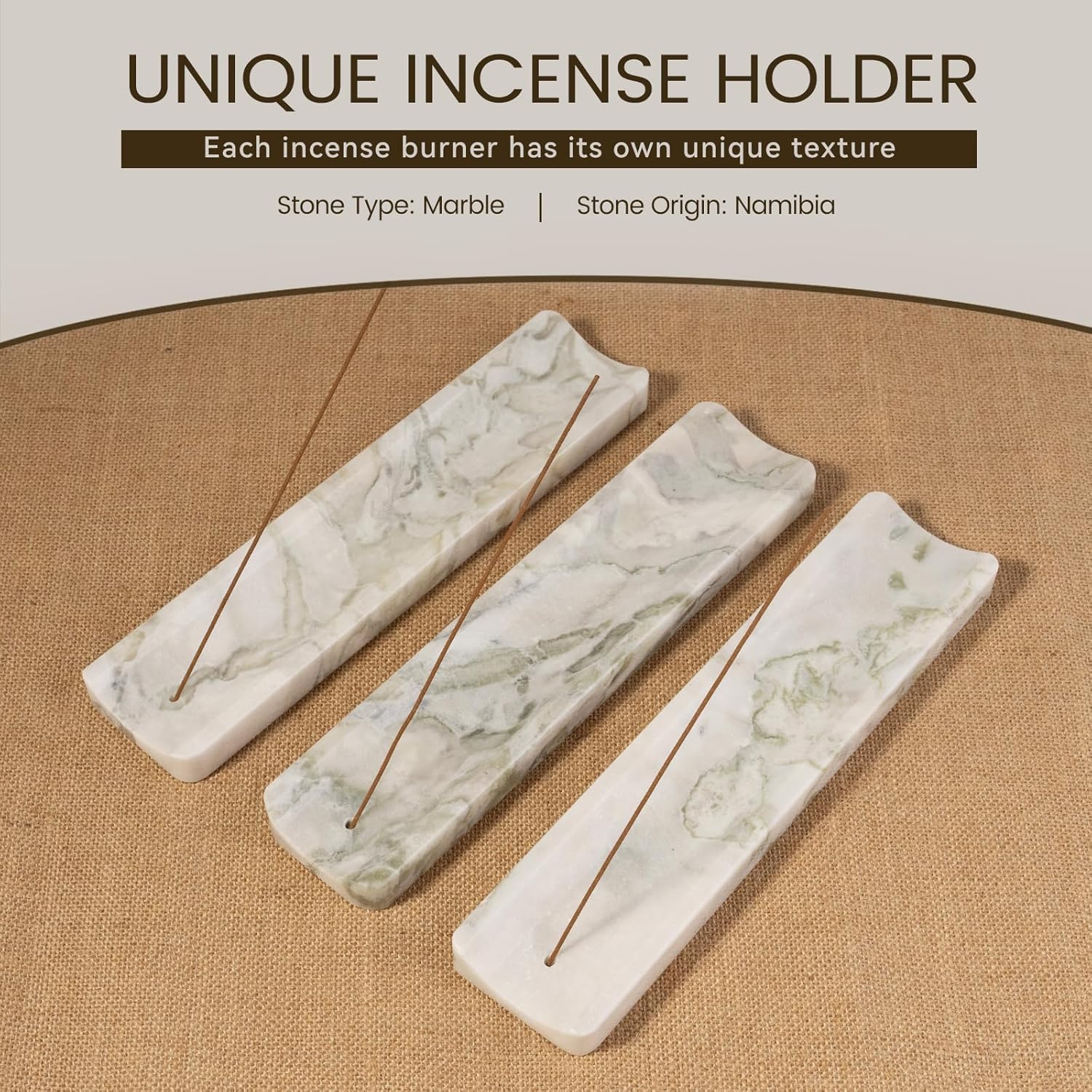 Koville Marble Incense Holder, Incense Holder for Sticks, Incense Sticks Holder Ash Catcher for Meditation Yoga SPA, Natural Stone Incense Burner, Home Table Decor (Bianco Palomino)