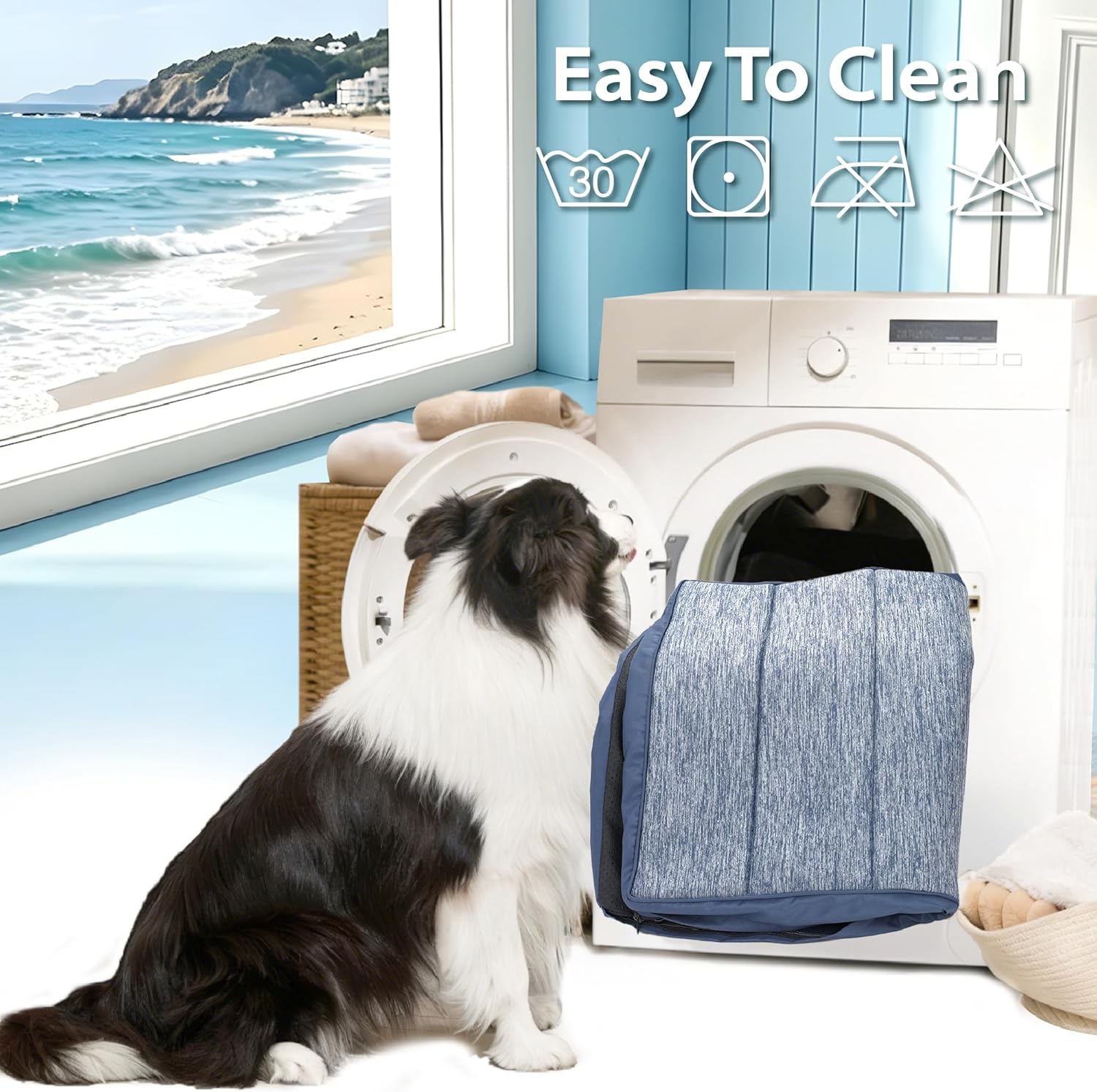 Cooling Dog Mat Q-Max>0.5 - Rapid Cooling Tech, Thin Breathable Crate Pad, Portable Washable Summer Mat, Chill Soothing Fabric - 24"x18" Small Dog/Cat, Dark Beige