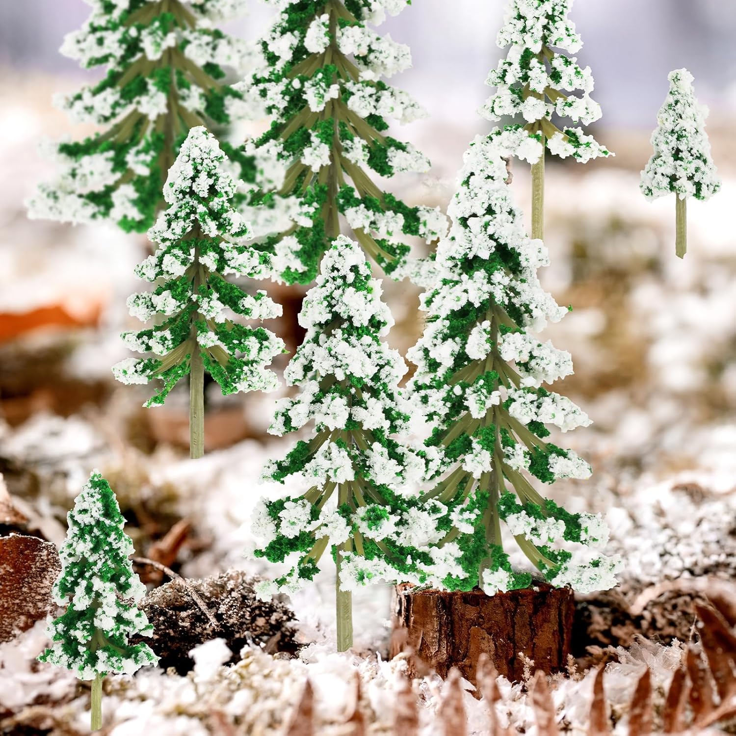 18 Pieces Model Trees 2 to 5.8 Inch Miniature Snow Cedar Architecture Mini Snow Frost Trees for Diorama Supplies Christmas DIY Crafts Train Railroad Winter Scenery Landscape - Image 6