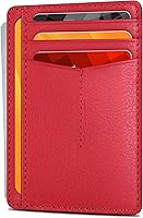 Vista 34 de Cartera de cuero Oak Leathers, cartera minimalista delgada para hombres y mujeres con bolsillo frontal, con bloqueo RFID y tarjetero, Fucsia, Pequeña