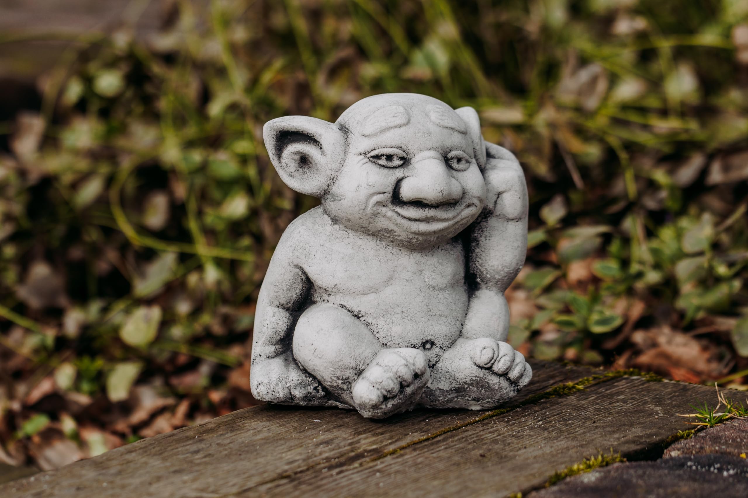 gartendekoparadies.de Troll Fou Amusant en Pierre reconstituée, résistant au Gel