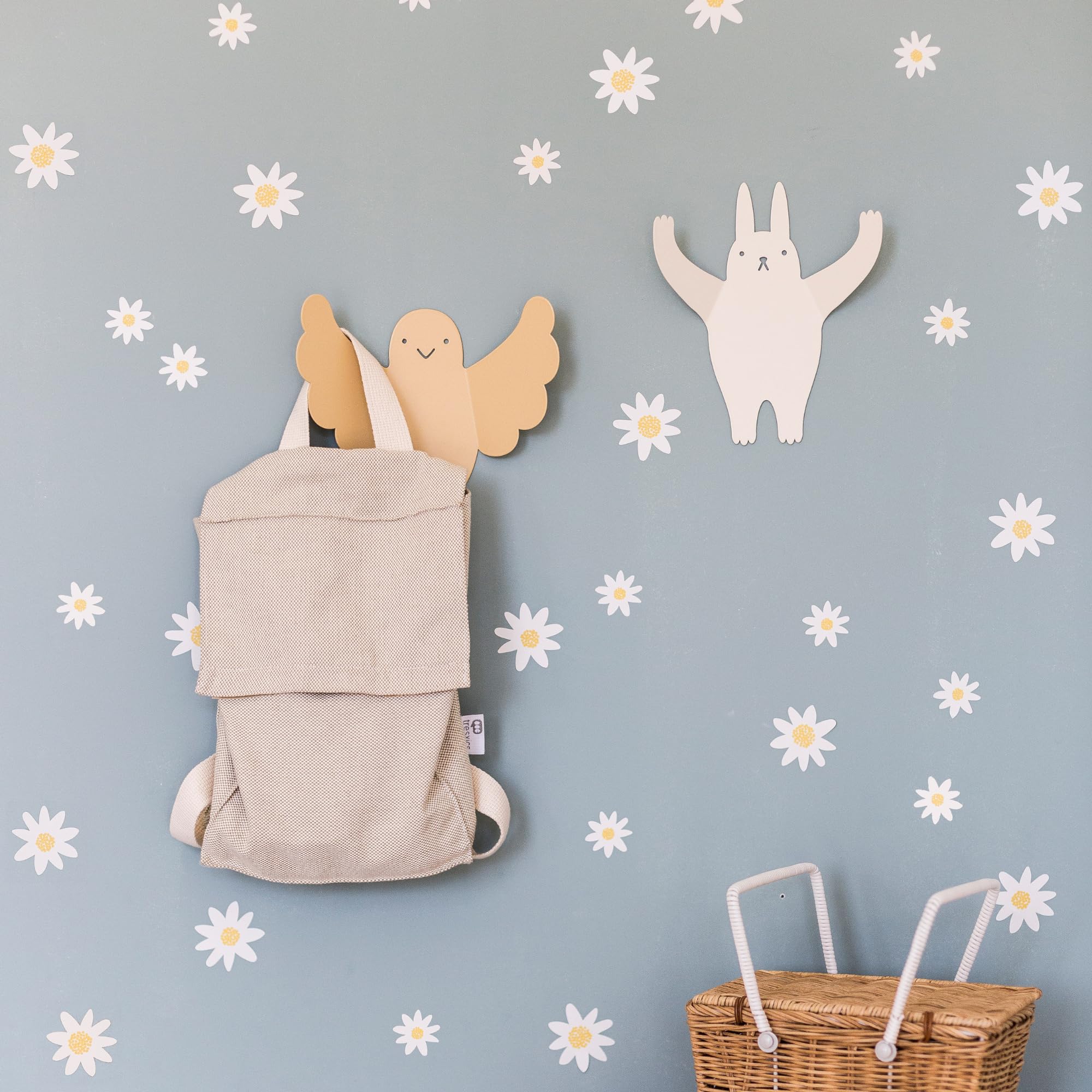 Pegatinas Pared Decorativas Flores | 6 Láminas, 192 Margaritas Adhesivas | Vinilo Adhesivo Pared | Efecto Papel Pintado | Cubre 9 m² | TRESXICS (Blanco)