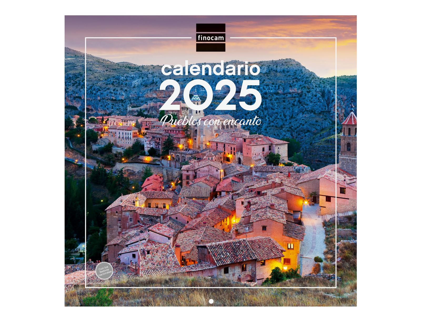 Finocam - Kalendarz Zdjęcia ścienne 30x30 do pisania 2025 Widok miesiąca styczeń 2025 - Grudzień 2025 (12 miesięcy) Urocze wioski Hiszpański
