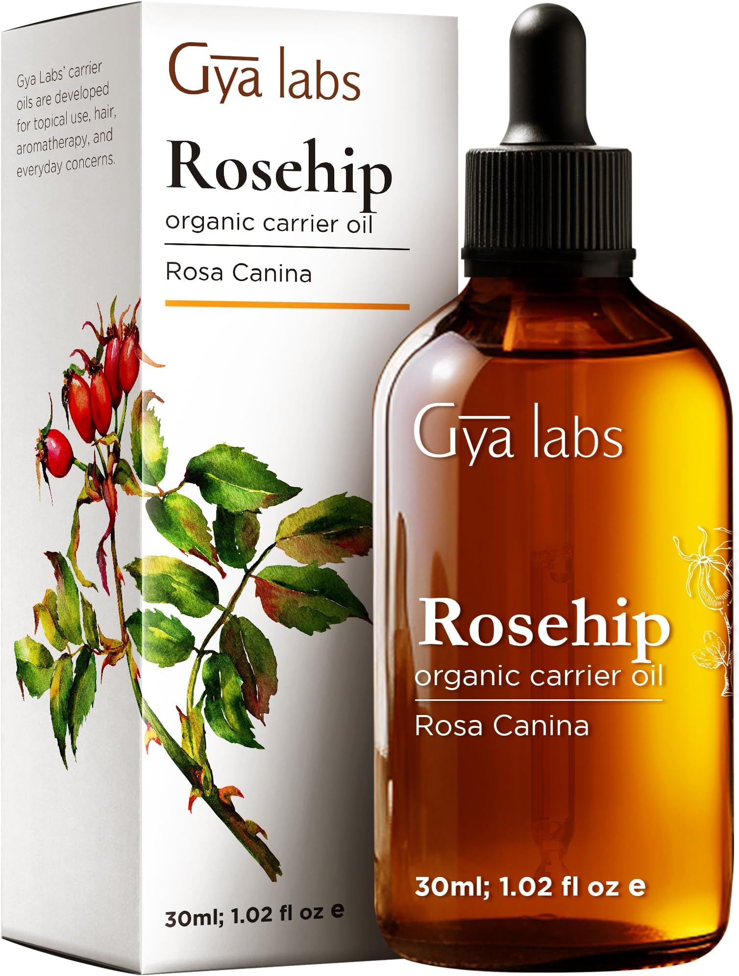 Organic Rosehip Oil for Mature Skin (30ml) - Therapeutic Grade Rosehip Oil - Perfect for Youthful Beauty & Moisturized Hair - Use on Hair and Skin